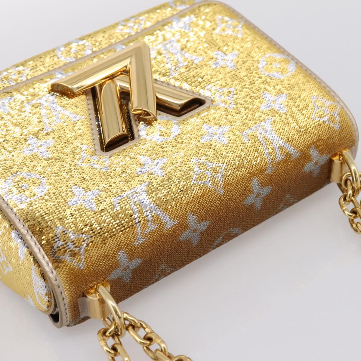 LOUIS VUITTON Twist PM Shoulder Bag Leather sequins Gold M52906 LV Auth 208581SM