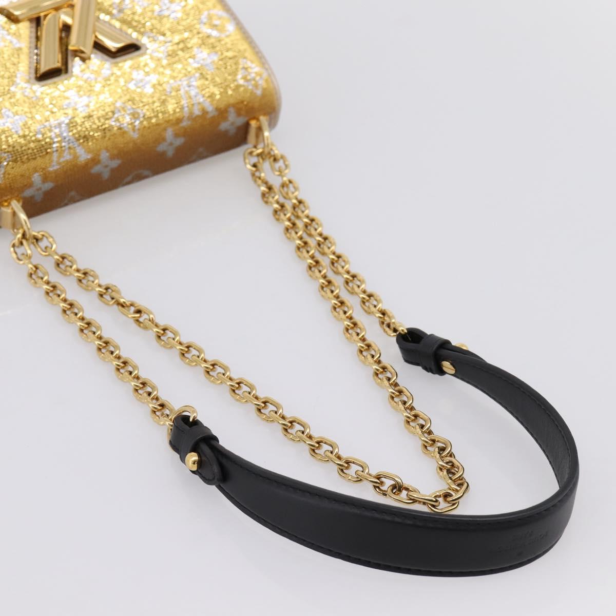 LOUIS VUITTON Twist PM Shoulder Bag Leather sequins Gold M52906 LV Auth 208581SM