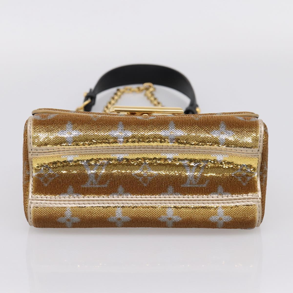 LOUIS VUITTON Twist PM Shoulder Bag Leather sequins Gold M52906 LV Auth 208581SM