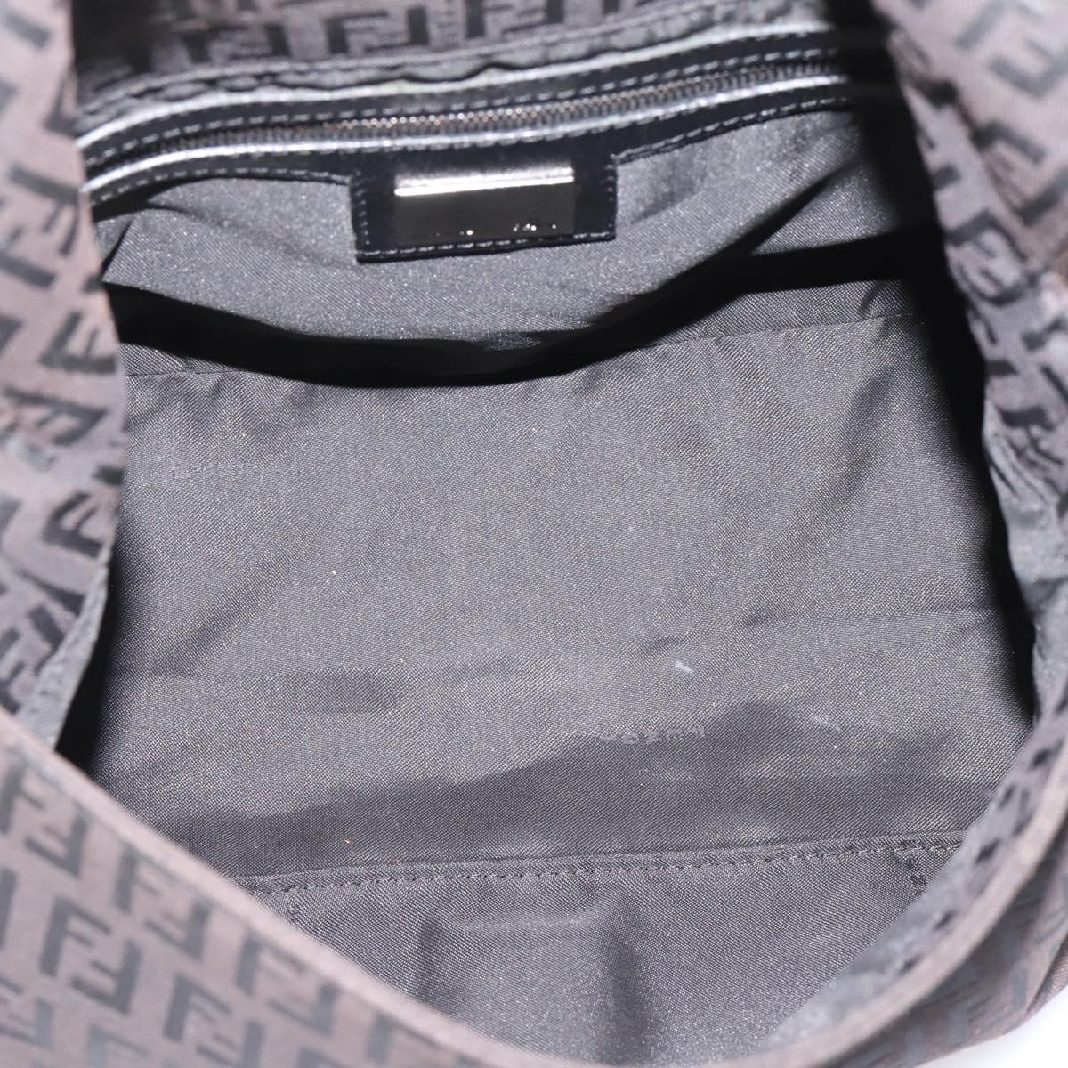 FENDI Zucca Canvas Mamma Baguette Shoulder Bag Gray Silver Auth 208582A