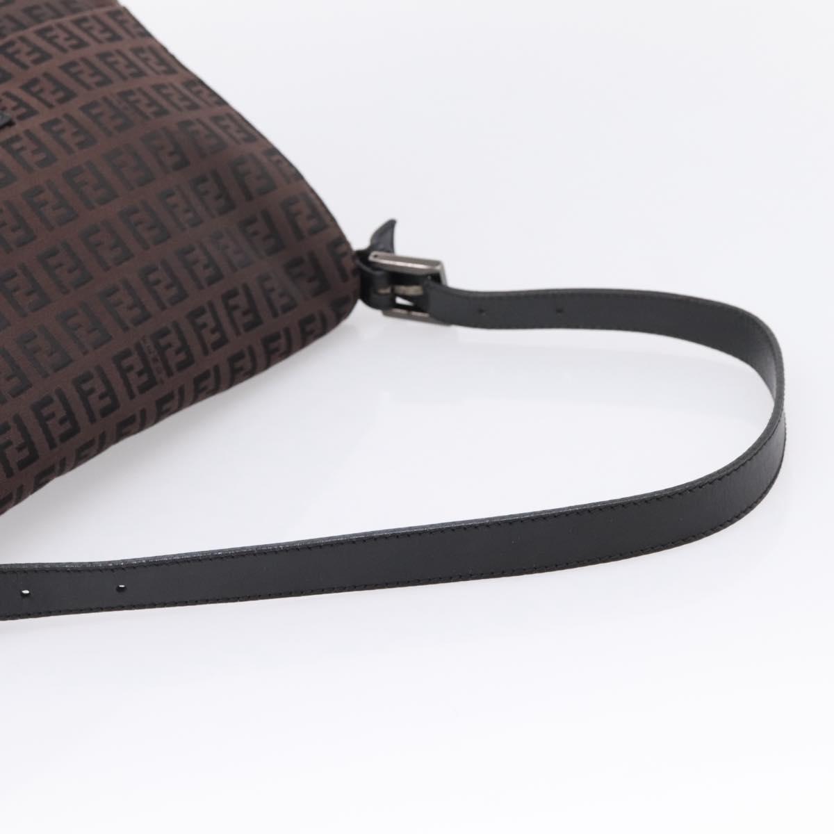 FENDI Zucca Canvas Mamma Baguette Shoulder Bag Gray Silver Auth 208582A