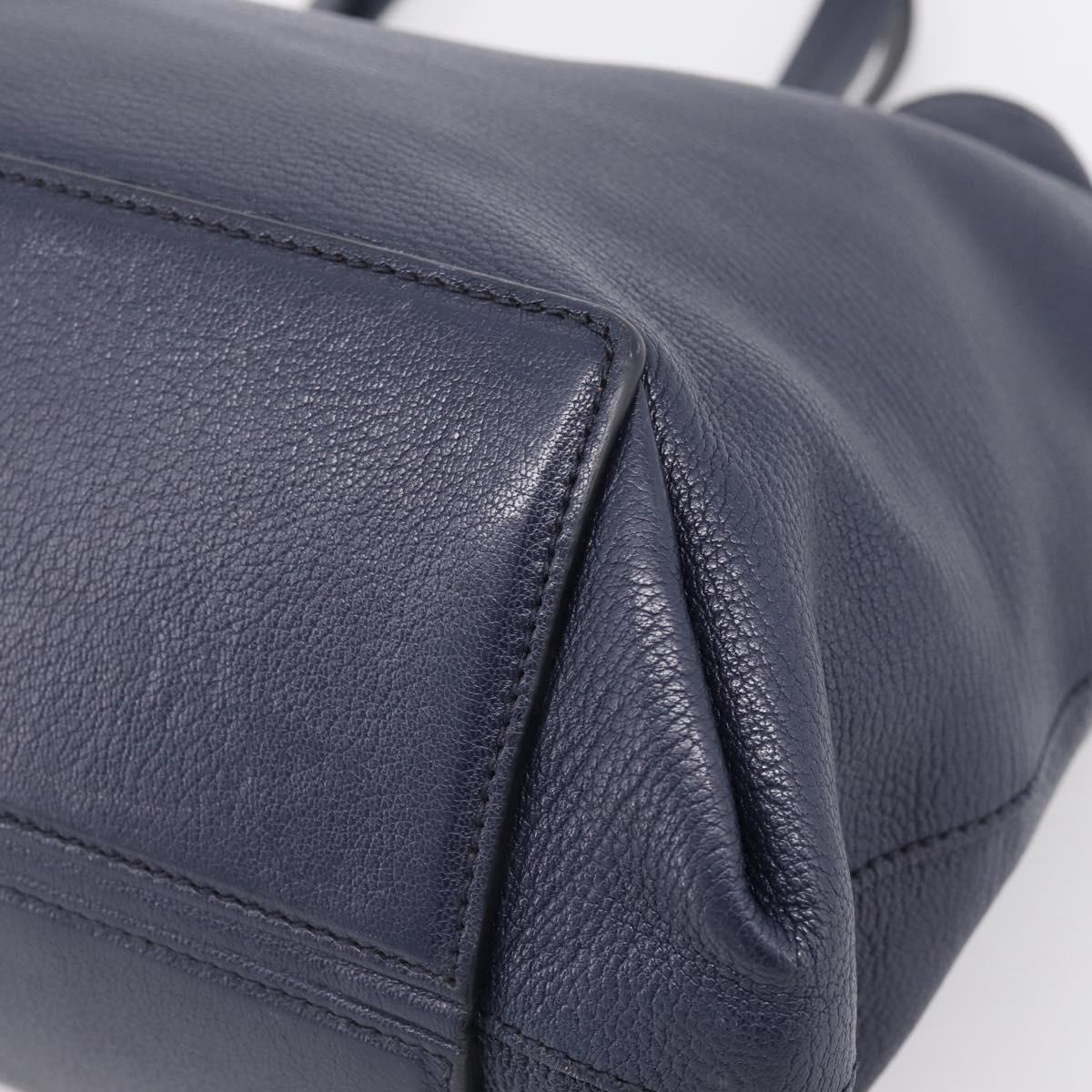 Miu Miu Tote Bag Leather 2way Navy Gold Auth 208583V