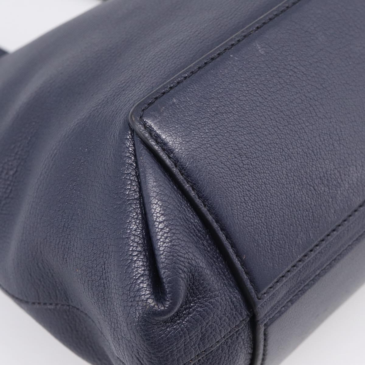 Miu Miu Tote Bag Leather 2way Navy Gold Auth 208583V