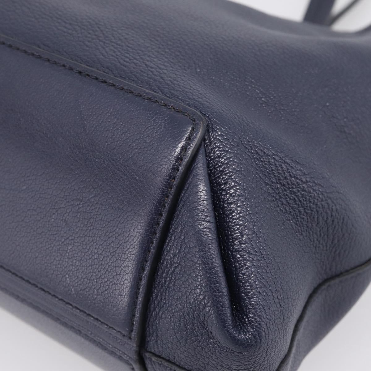Miu Miu Tote Bag Leather 2way Navy Gold Auth 208583V