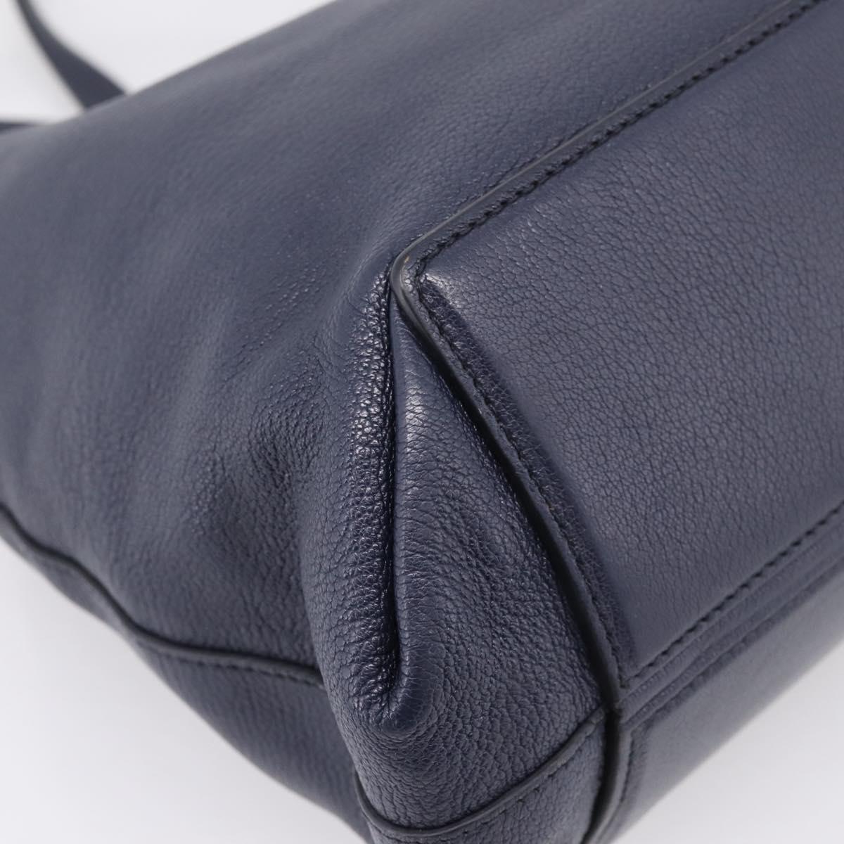 Miu Miu Tote Bag Leather 2way Navy Gold Auth 208583V