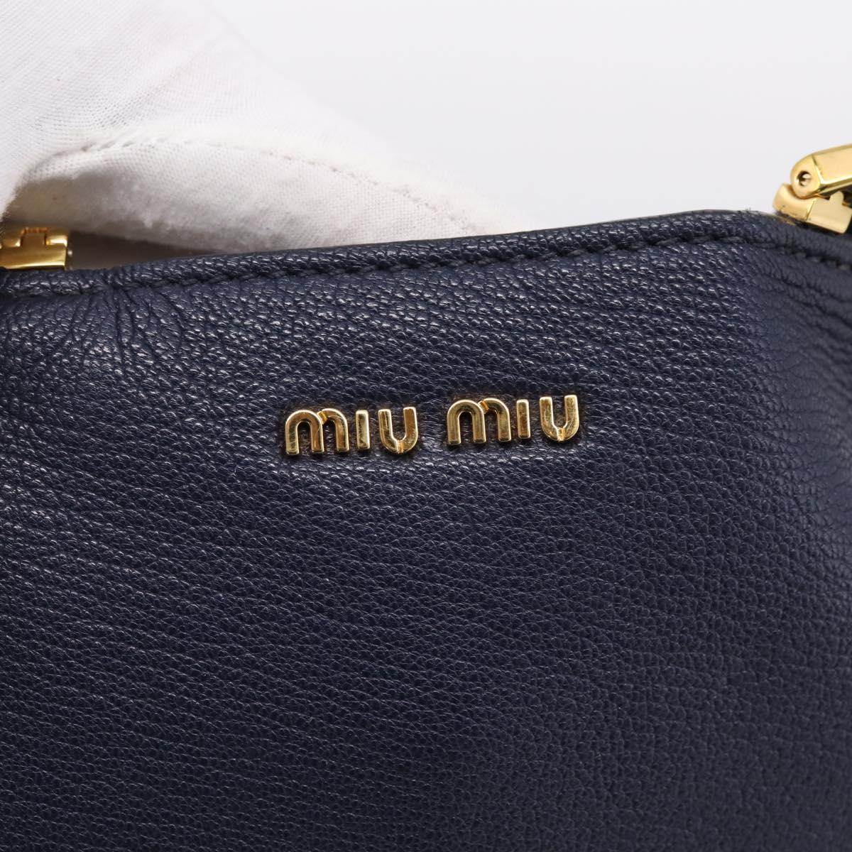 Miu Miu Tote Bag Leather 2way Navy Gold Auth 208583V