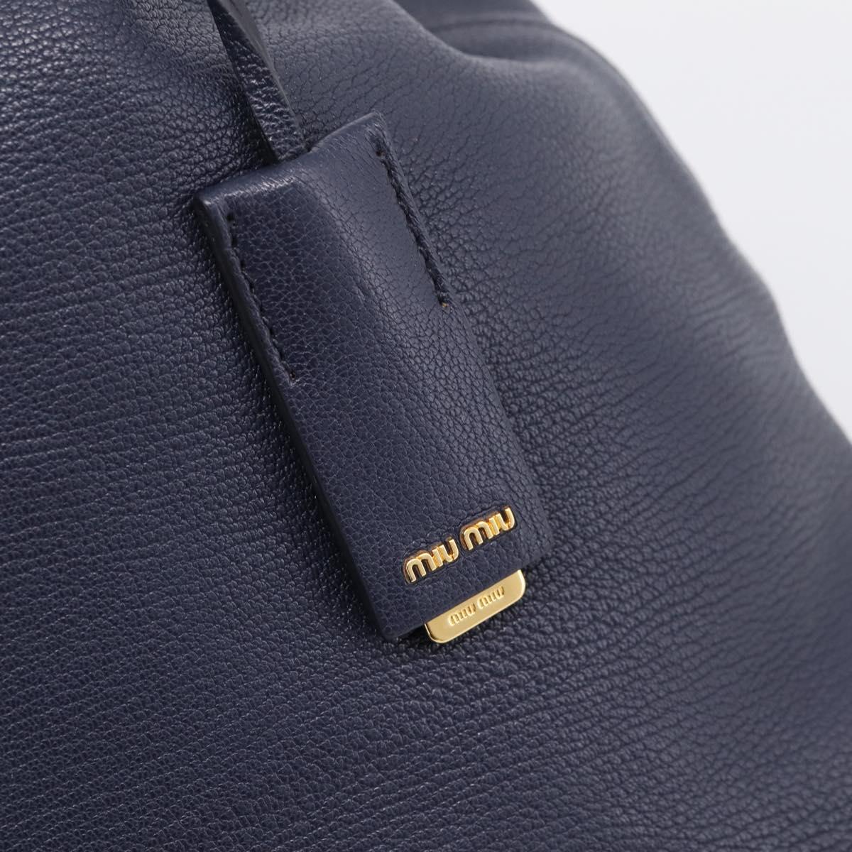 Miu Miu Tote Bag Leather 2way Navy Gold Auth 208583V