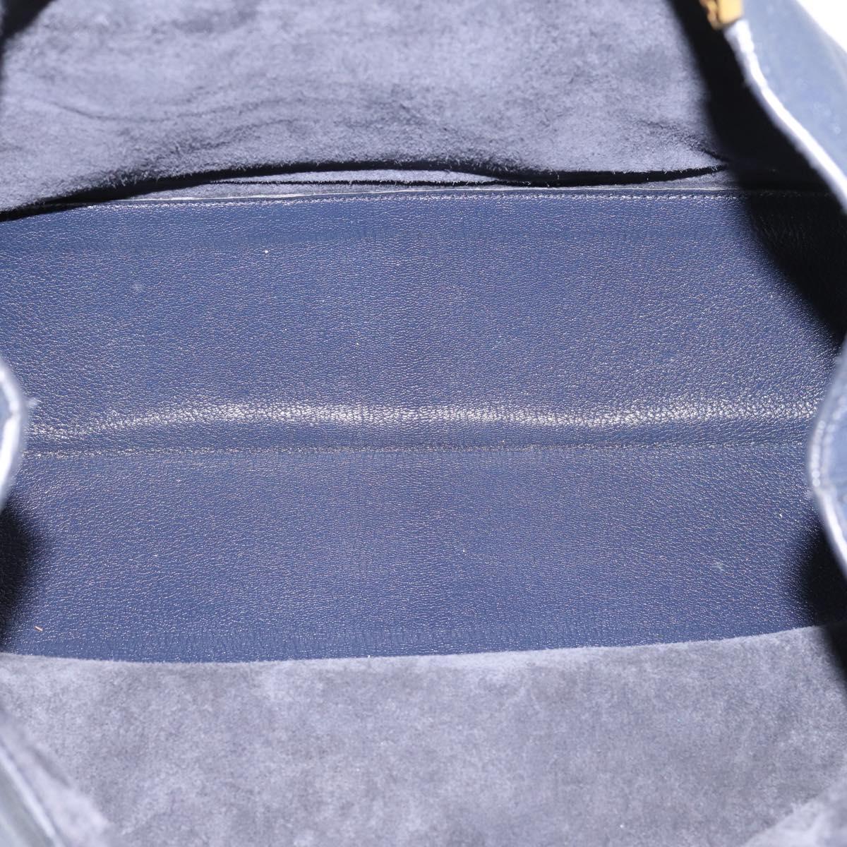 Miu Miu Tote Bag Leather 2way Navy Gold Auth 208583V