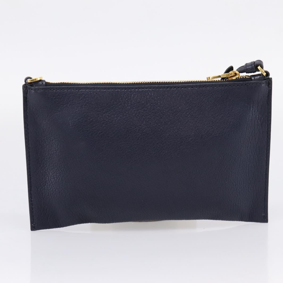 Miu Miu Tote Bag Leather 2way Navy Gold Auth 208583V