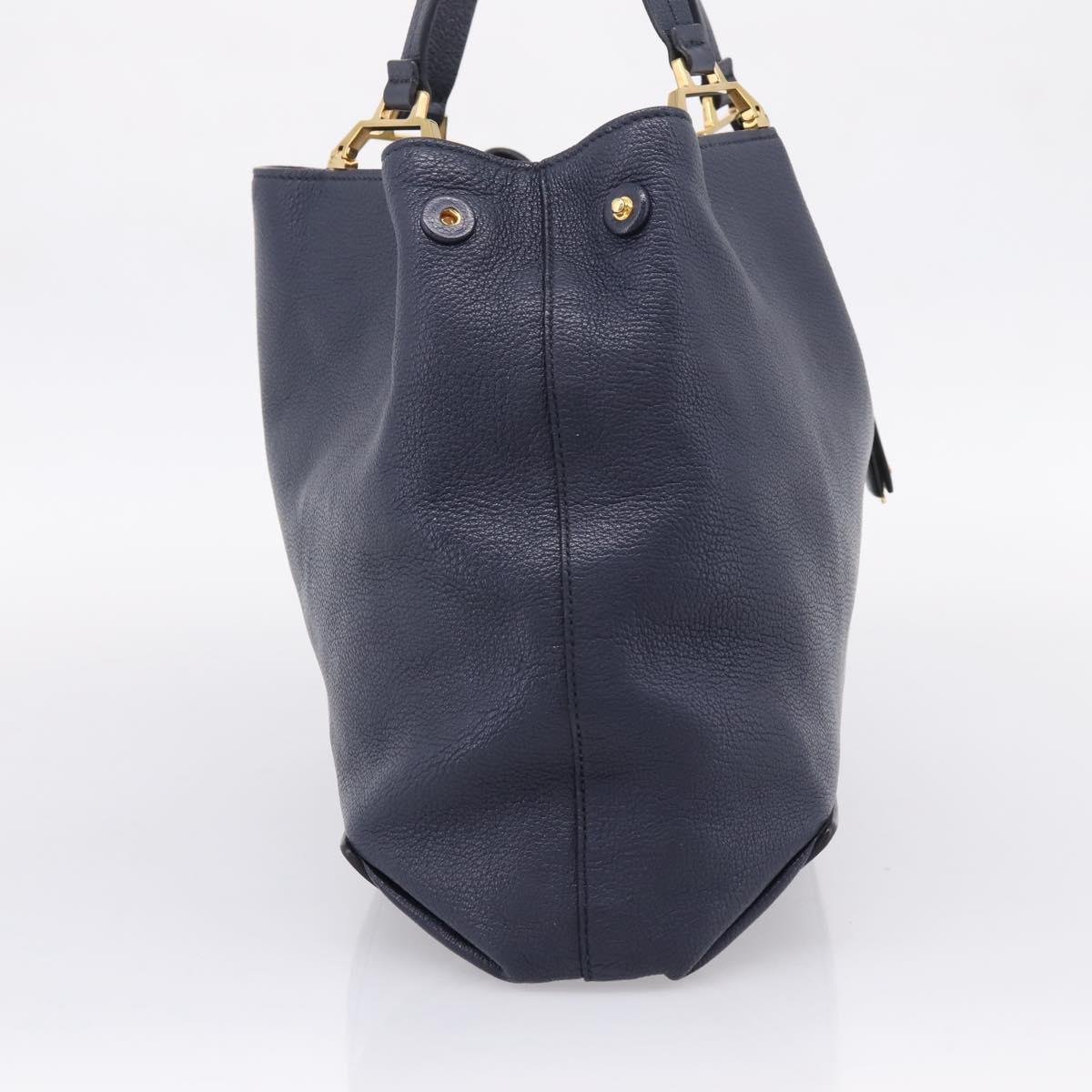 Miu Miu Tote Bag Leather 2way Navy Gold Auth 208583V