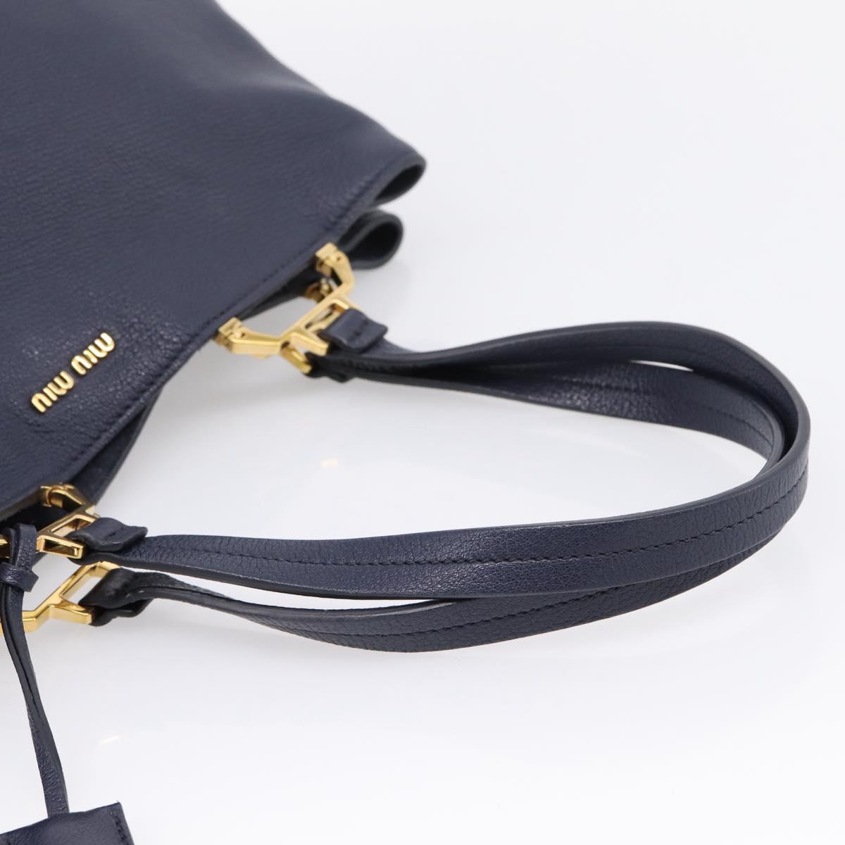 Miu Miu Tote Bag Leather 2way Navy Gold Auth 208583V