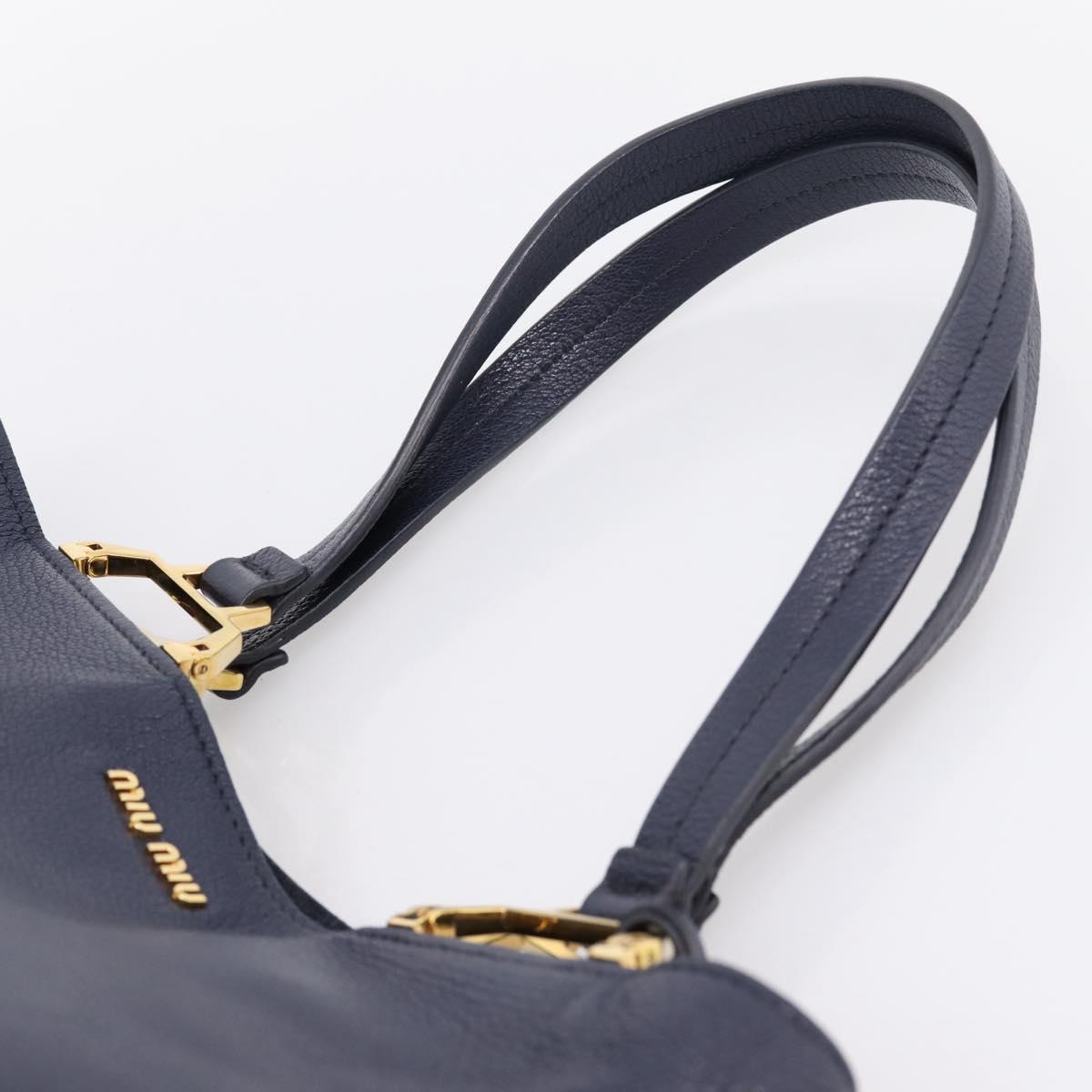 Miu Miu Tote Bag Leather 2way Navy Gold Auth 208583V