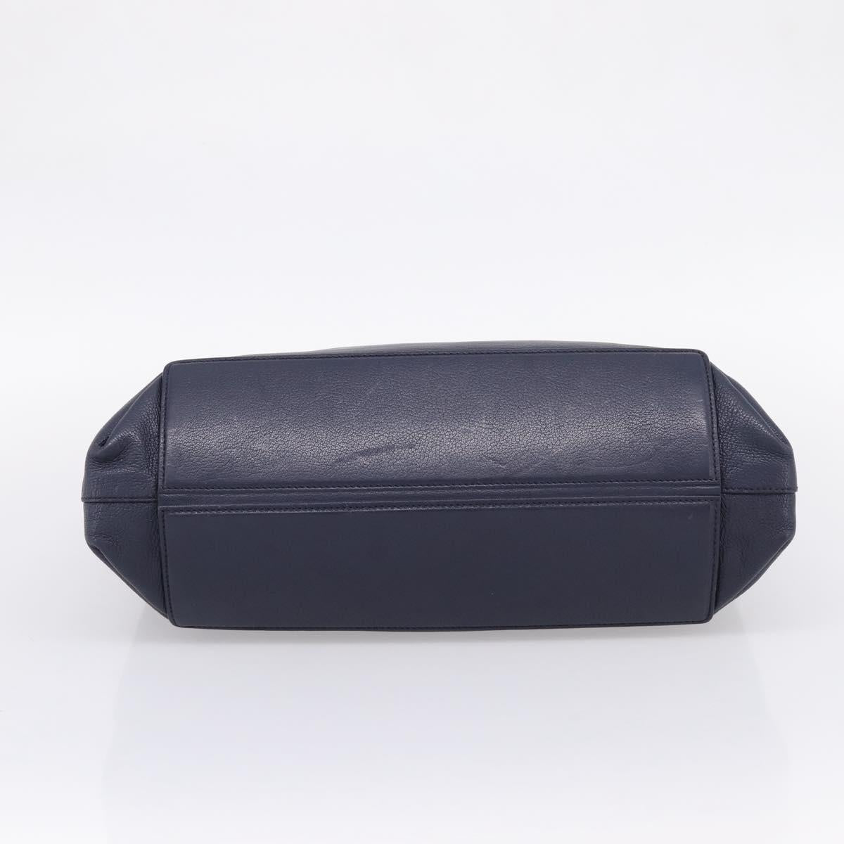 Miu Miu Tote Bag Leather 2way Navy Gold Auth 208583V