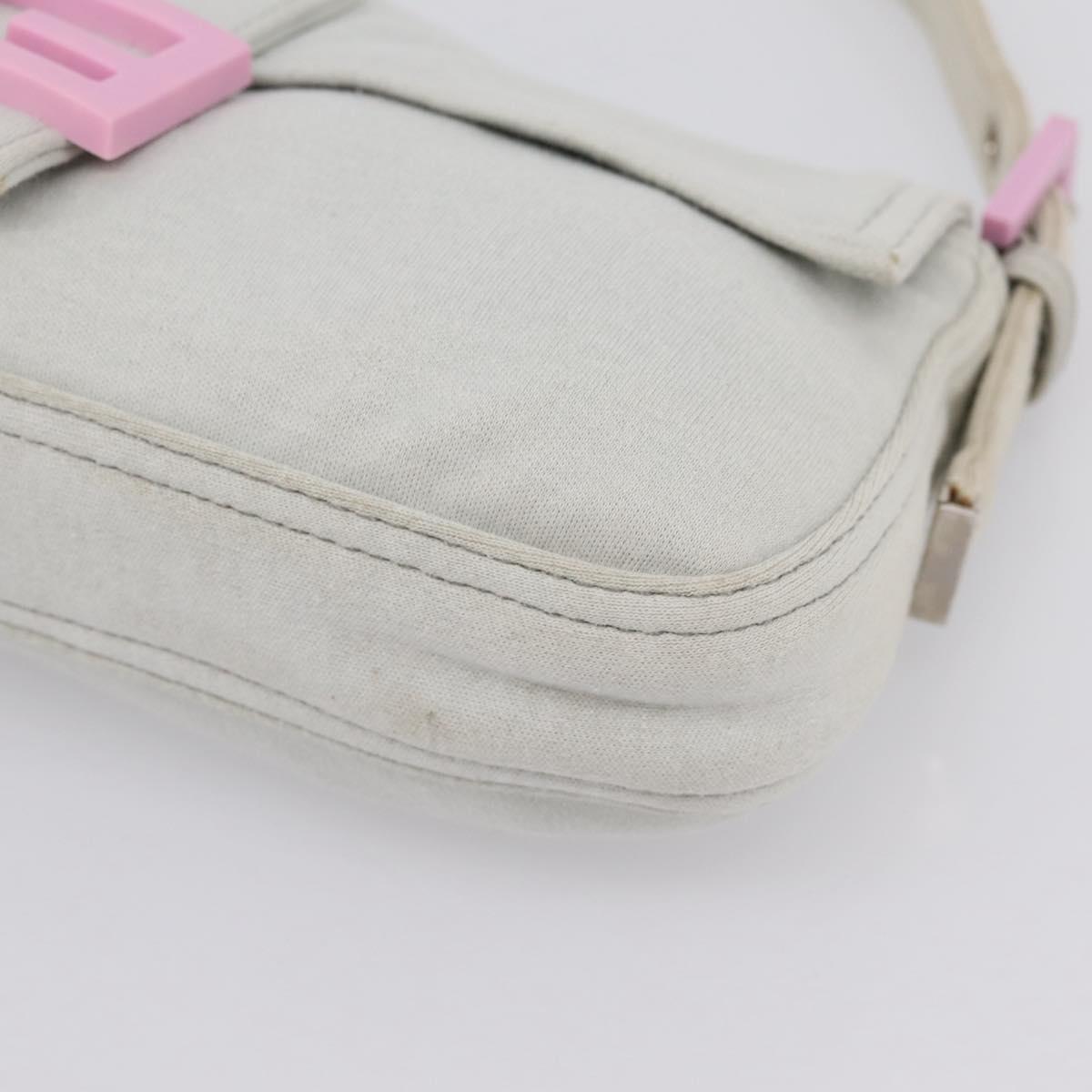 FENDI Mamma Baguette Shoulder Bag Canvas Gray Silver Auth 208585V