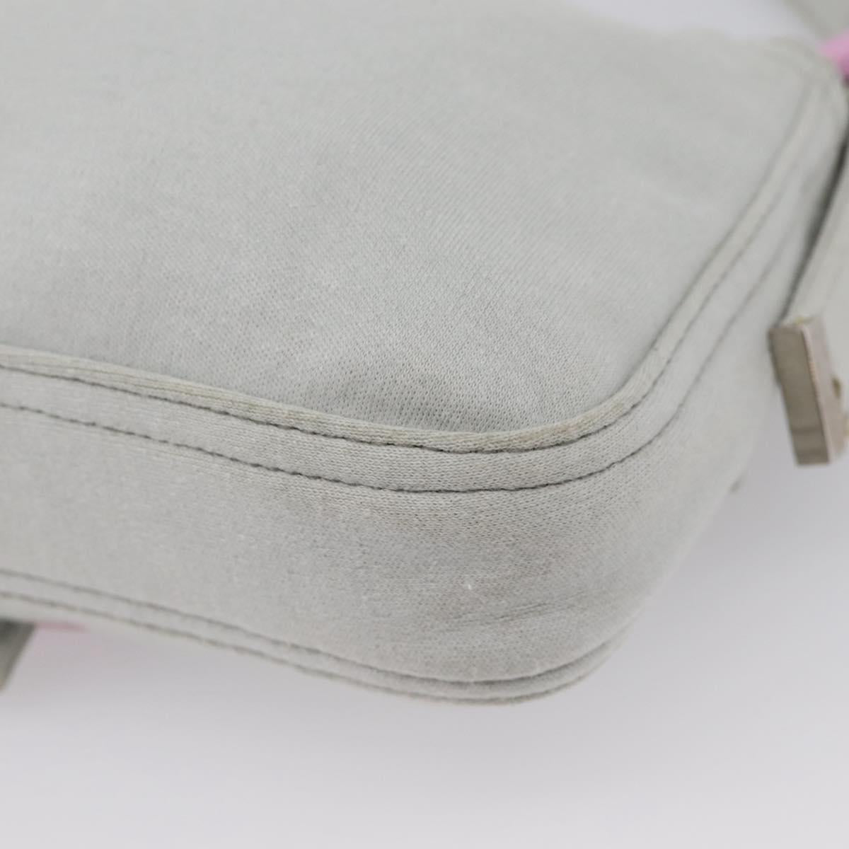 FENDI Mamma Baguette Shoulder Bag Canvas Gray Silver Auth 208585V
