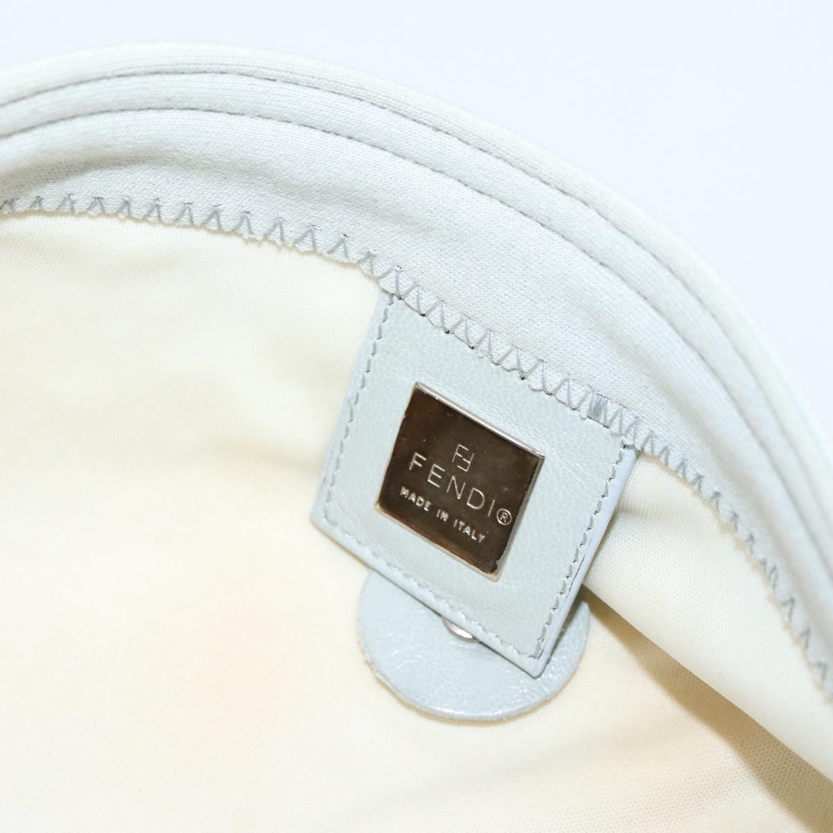 FENDI Mamma Baguette Shoulder Bag Canvas Gray Silver Auth 208585V