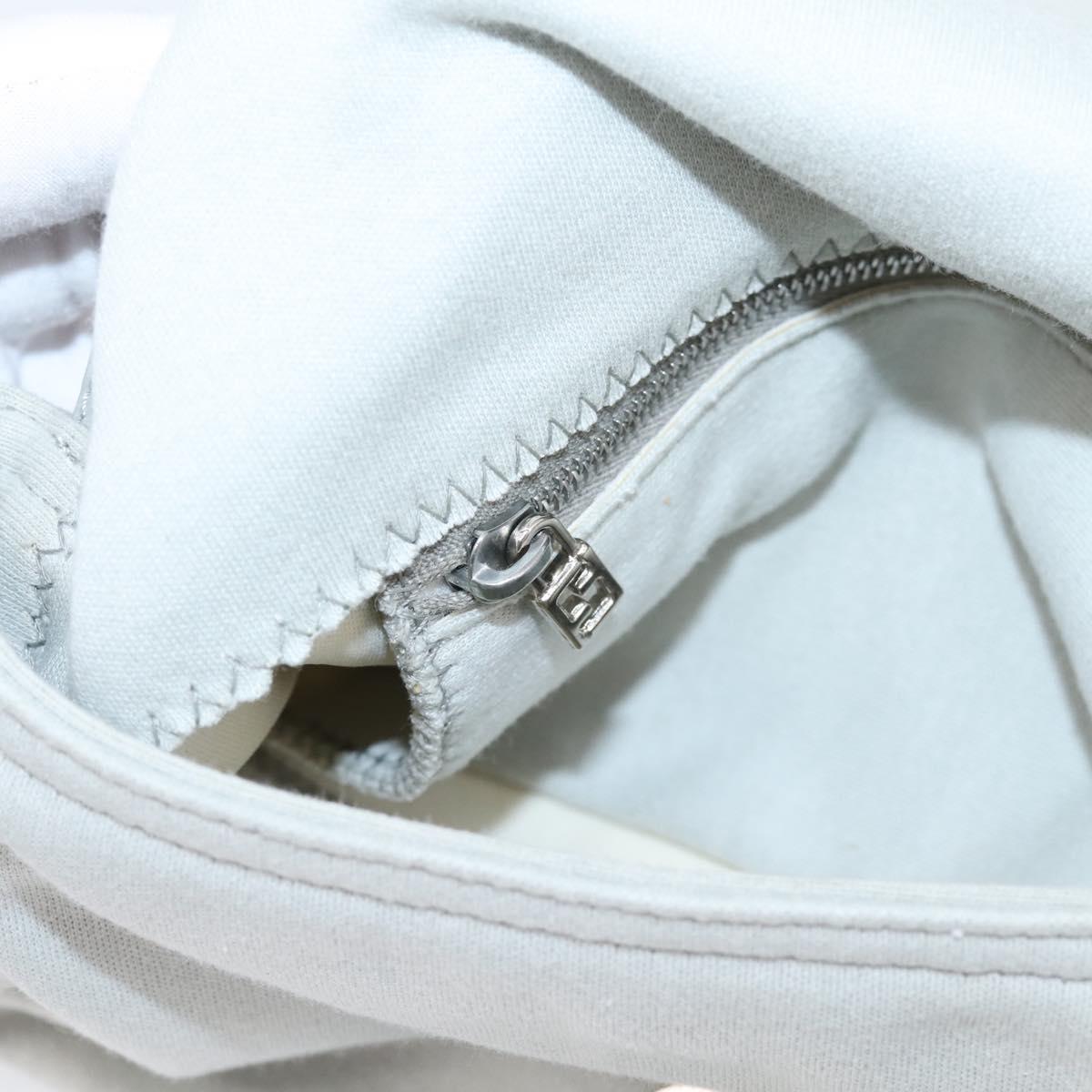 FENDI Mamma Baguette Shoulder Bag Canvas Gray Silver Auth 208585V