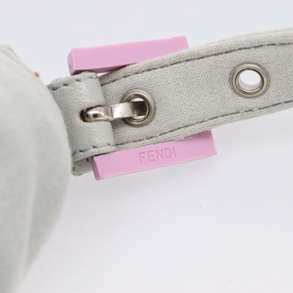 FENDI Mamma Baguette Shoulder Bag Canvas Gray Silver Auth 208585V