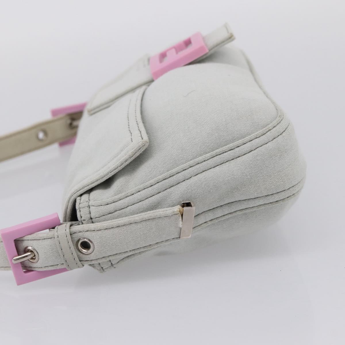 FENDI Mamma Baguette Shoulder Bag Canvas Gray Silver Auth 208585V