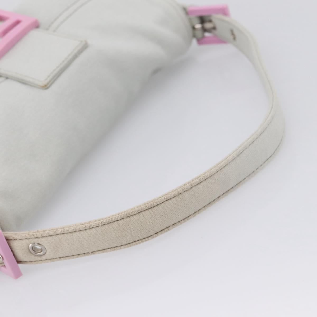 FENDI Mamma Baguette Shoulder Bag Canvas Gray Silver Auth 208585V