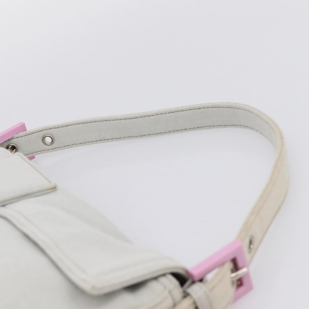 FENDI Mamma Baguette Shoulder Bag Canvas Gray Silver Auth 208585V