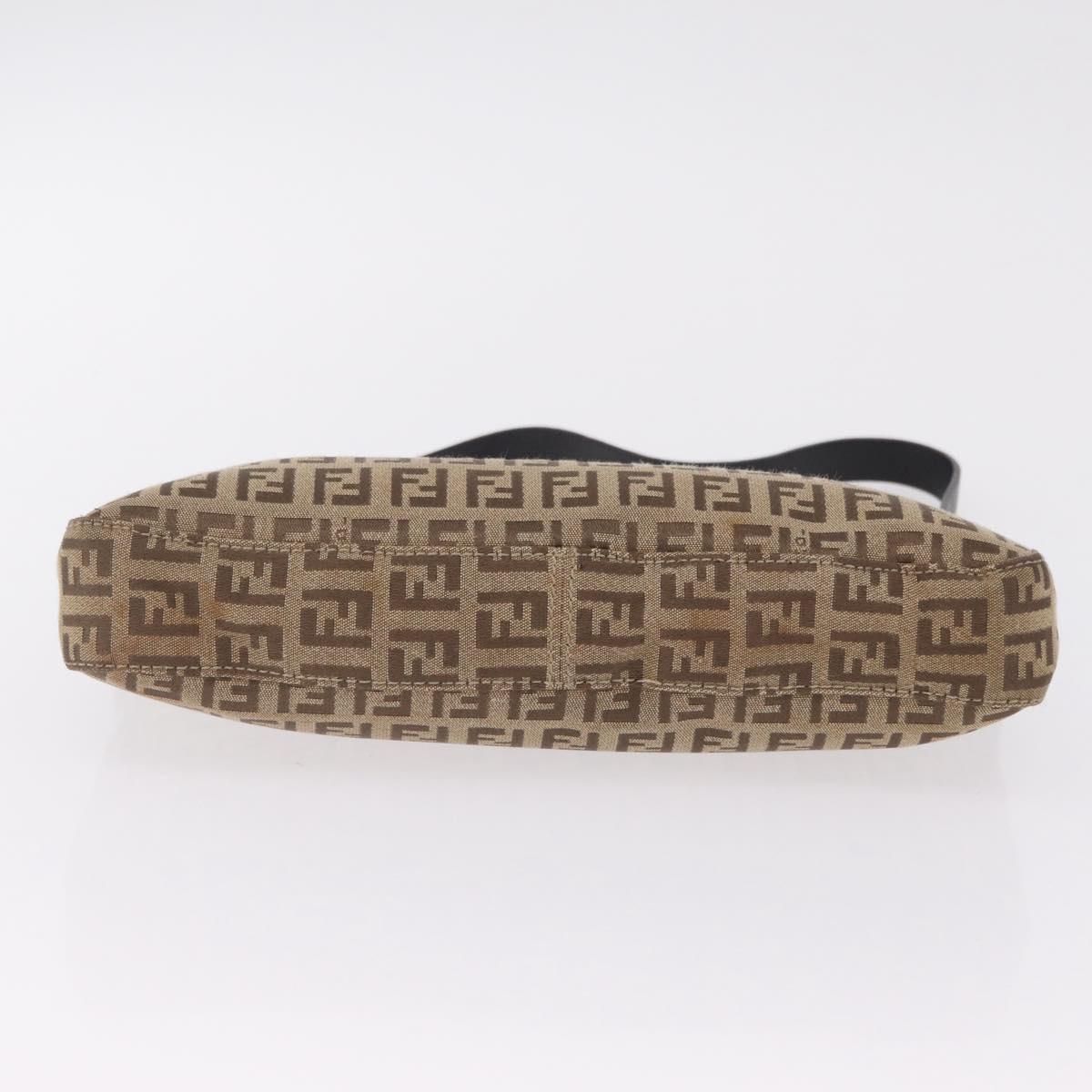 FENDI Zucchino Canvas Accessory Pouch Beige Silver 8BR04 Auth 208587V