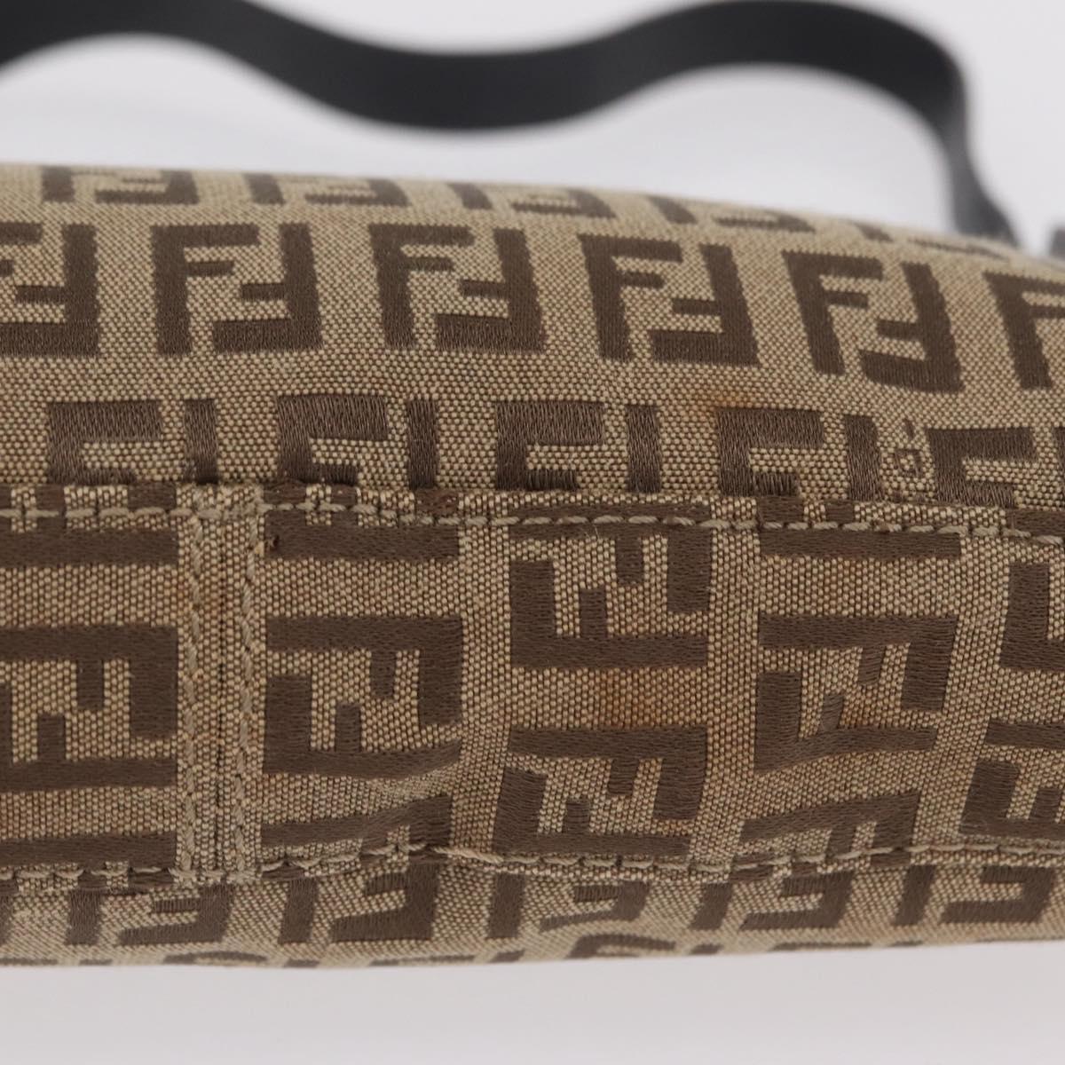 FENDI Zucchino Canvas Accessory Pouch Beige Silver 8BR04 Auth 208587V