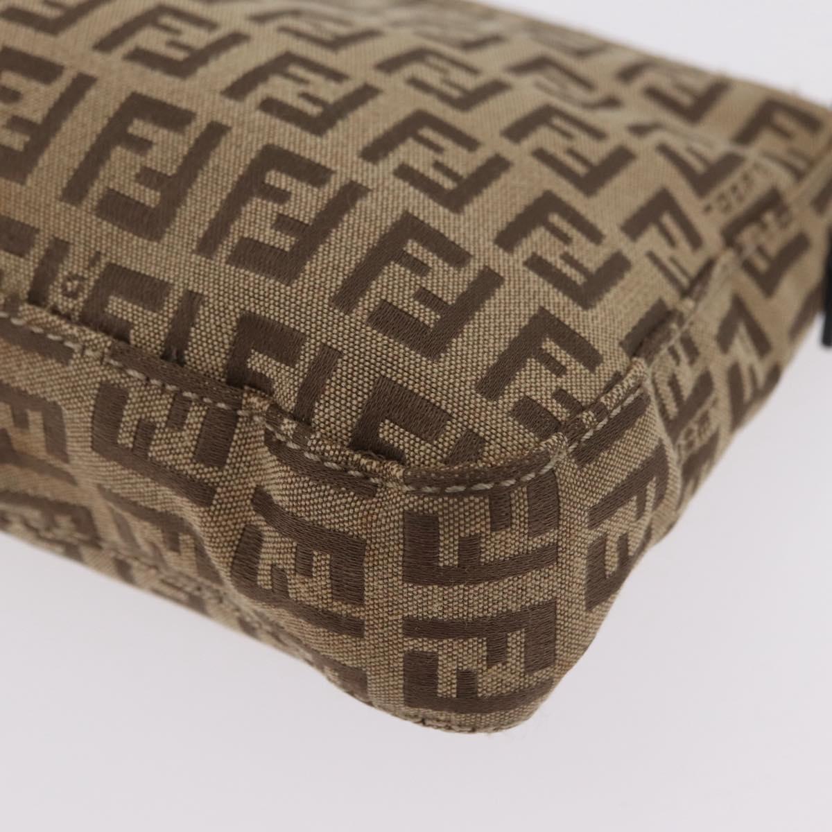 FENDI Zucchino Canvas Accessory Pouch Beige Silver 8BR04 Auth 208587V