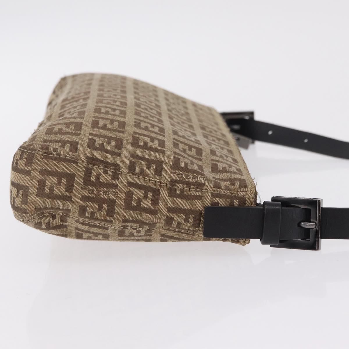 FENDI Zucchino Canvas Accessory Pouch Beige Silver 8BR04 Auth 208587V