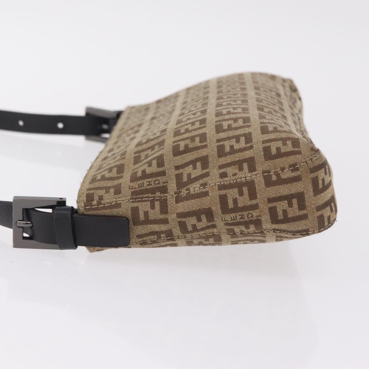 FENDI Zucchino Canvas Accessory Pouch Beige Silver 8BR04 Auth 208587V