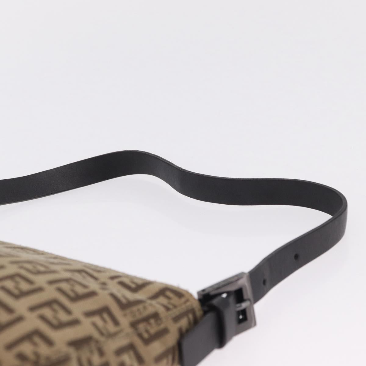 FENDI Zucchino Canvas Accessory Pouch Beige Silver 8BR04 Auth 208587V