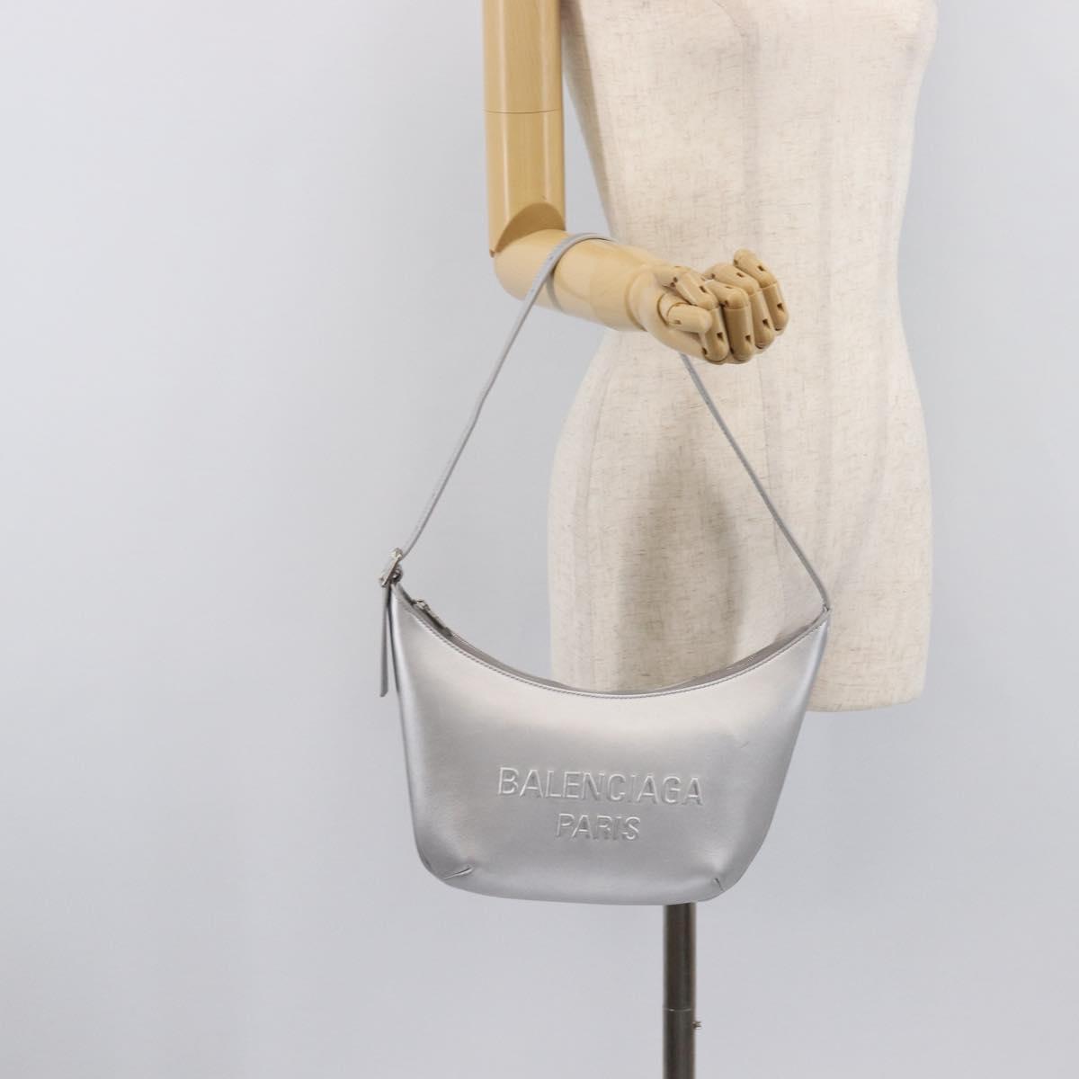 Balenciaga Mary Kate Shoulder Bag Leather Silver 771733 Auth 208601M