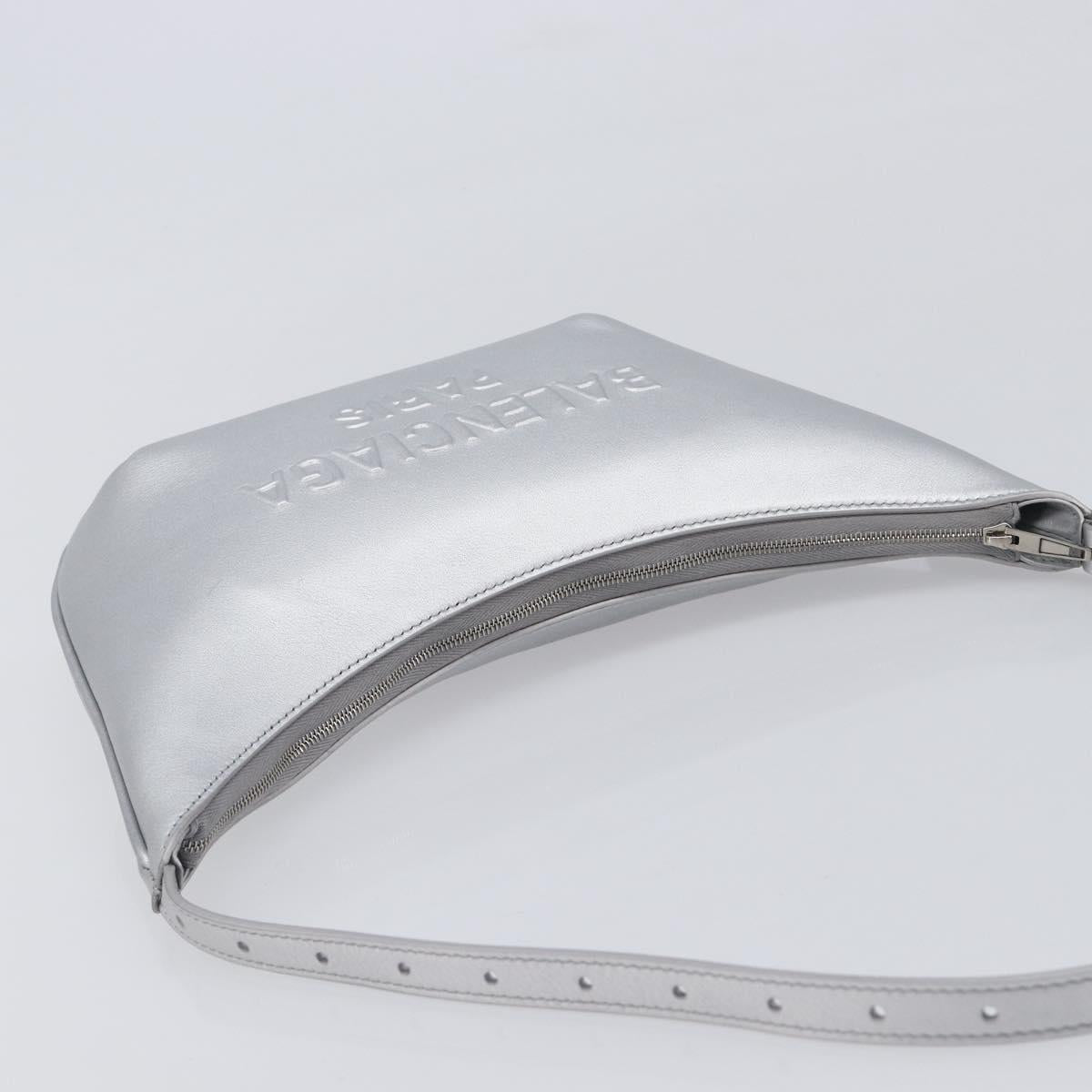 Balenciaga Mary Kate Shoulder Bag Leather Silver 771733 Auth 208601M