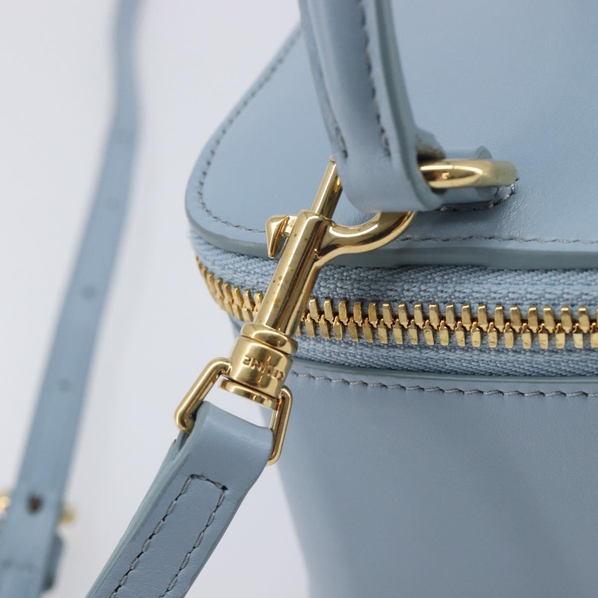 CELINE Triomphe Shoulder Bag Leather Light Blue Gold Auth 208602SAM
