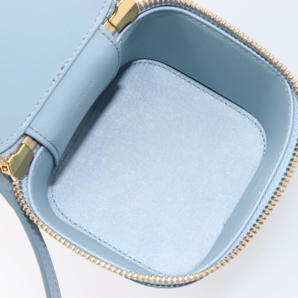 CELINE Triomphe Shoulder Bag Leather Light Blue Gold Auth 208602SAM