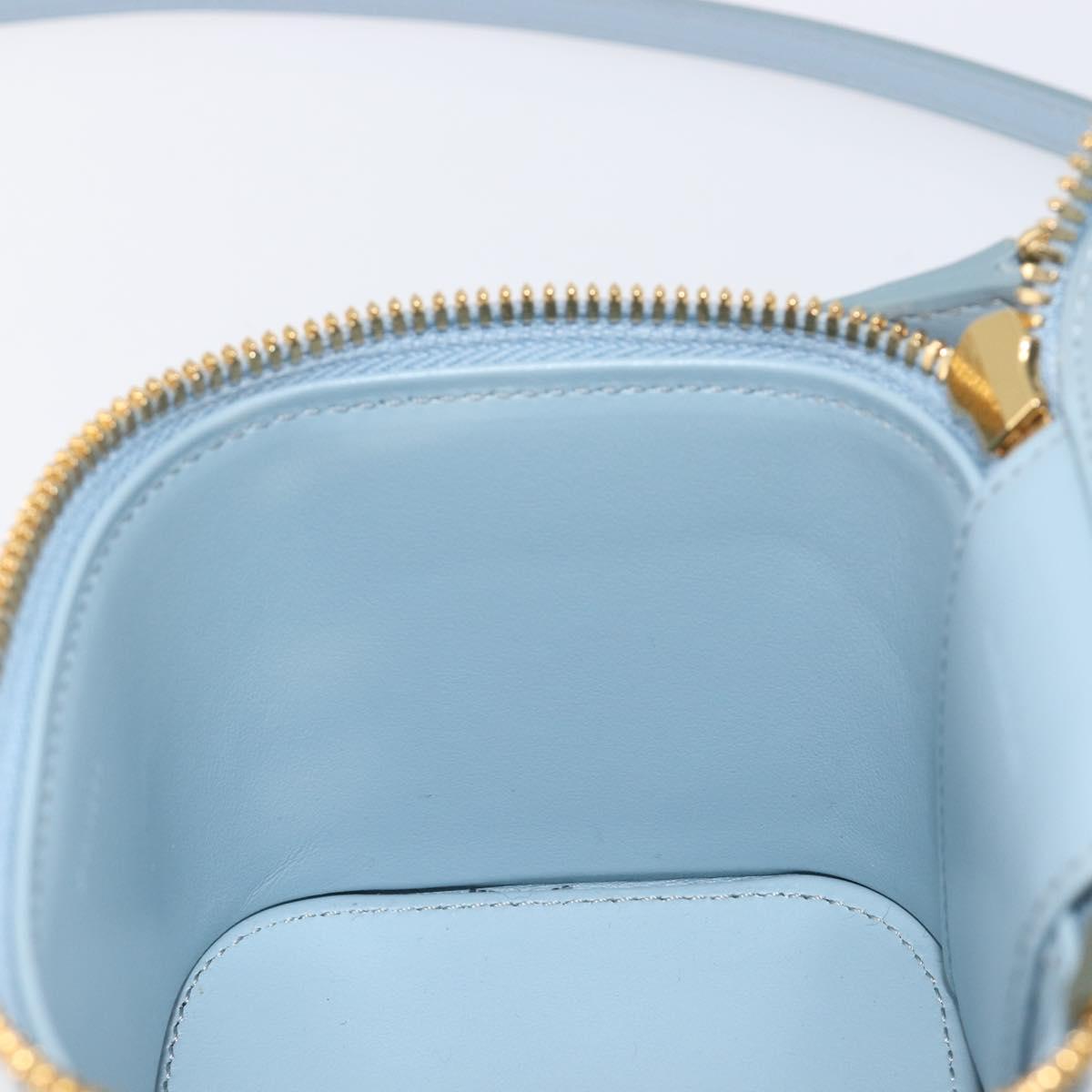 CELINE Triomphe Shoulder Bag Leather Light Blue Gold Auth 208602SAM