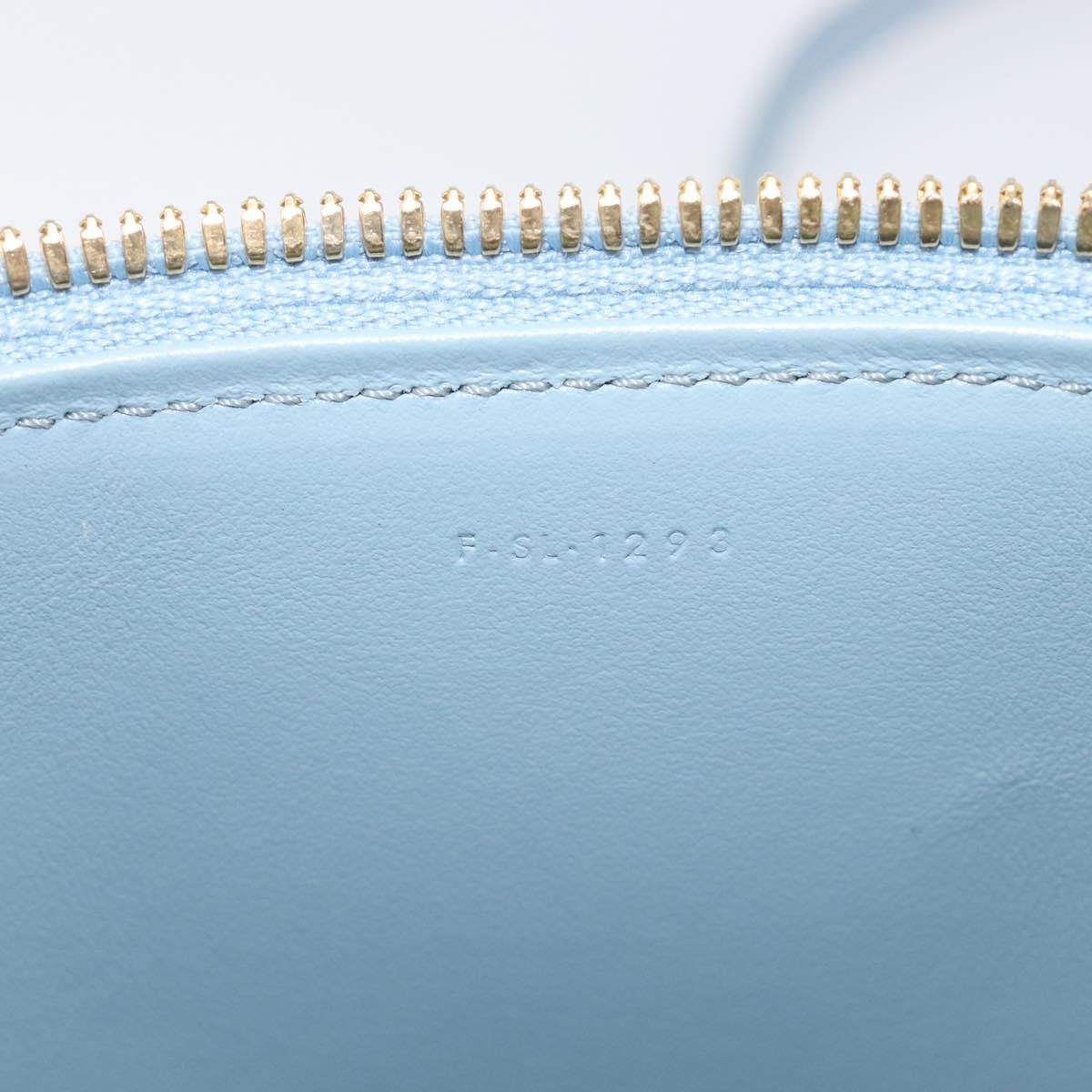 CELINE Triomphe Shoulder Bag Leather Light Blue Gold Auth 208602SAM