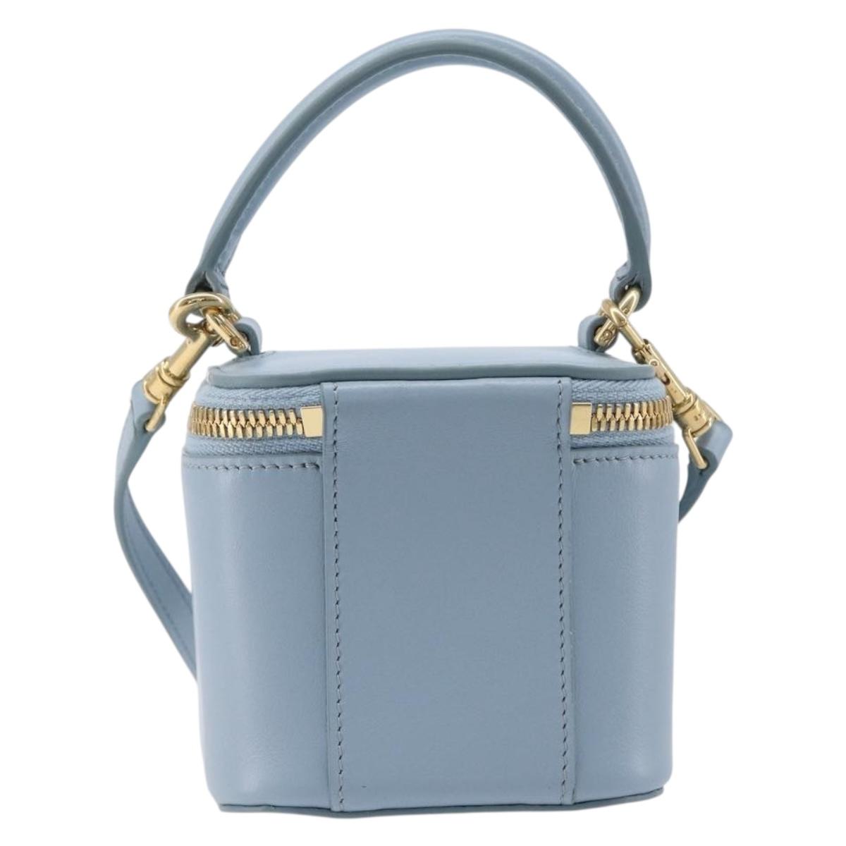 CELINE Triomphe Shoulder Bag Leather Light Blue Gold Auth 208602SAM