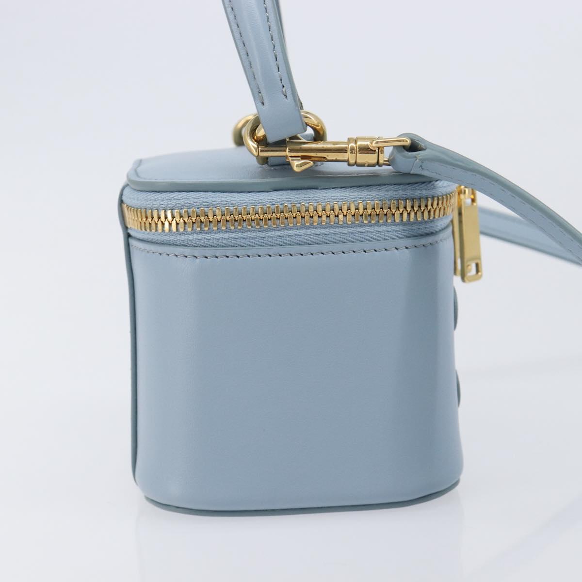 CELINE Triomphe Shoulder Bag Leather Light Blue Gold Auth 208602SAM