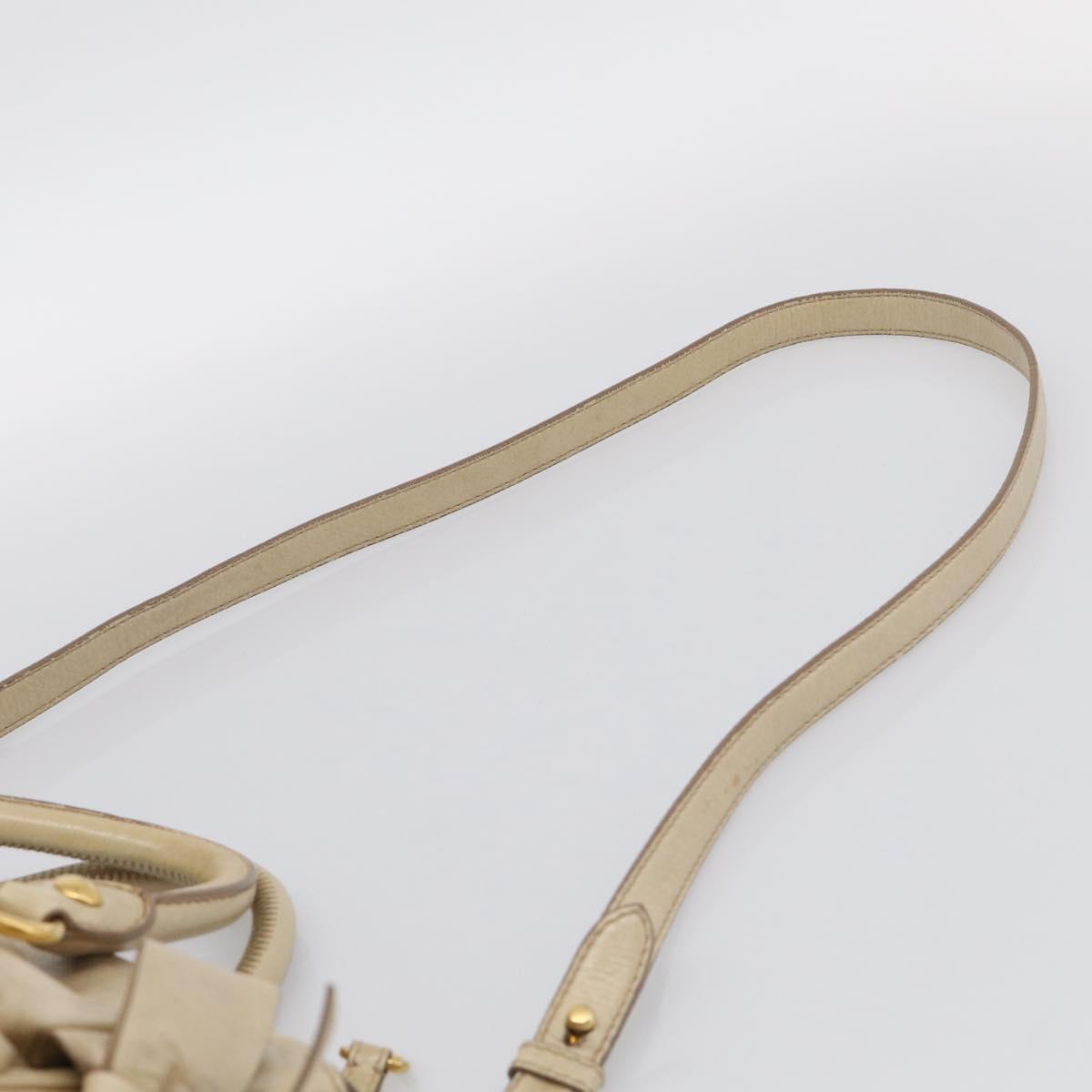 Miu Miu Hand Bag Leather 2way Beige Gold Auth 208605V