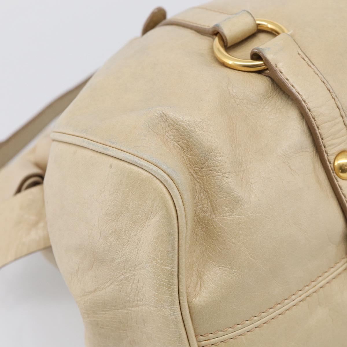 Miu Miu Hand Bag Leather 2way Beige Gold Auth 208605V