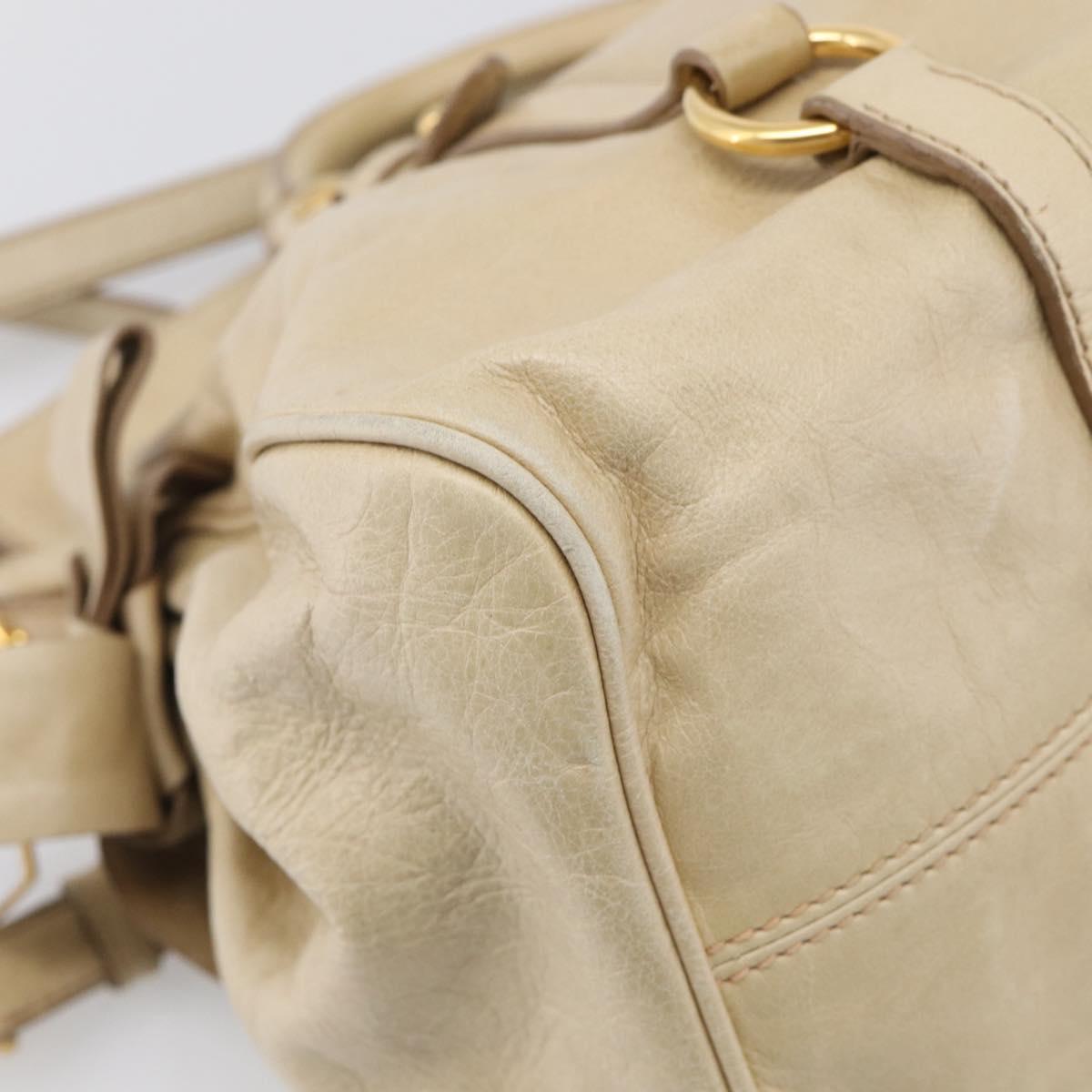 Miu Miu Hand Bag Leather 2way Beige Gold Auth 208605V
