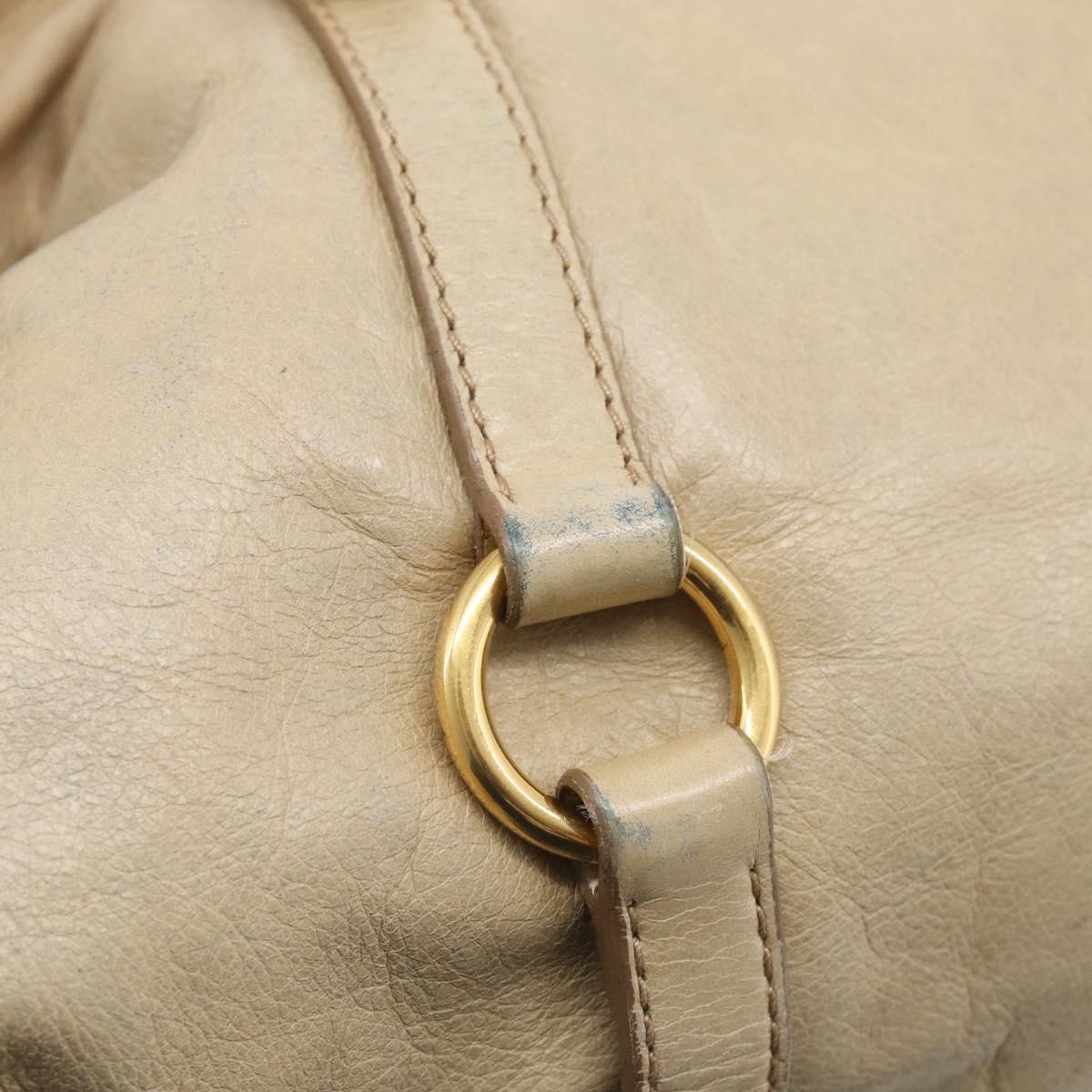 Miu Miu Hand Bag Leather 2way Beige Gold Auth 208605V