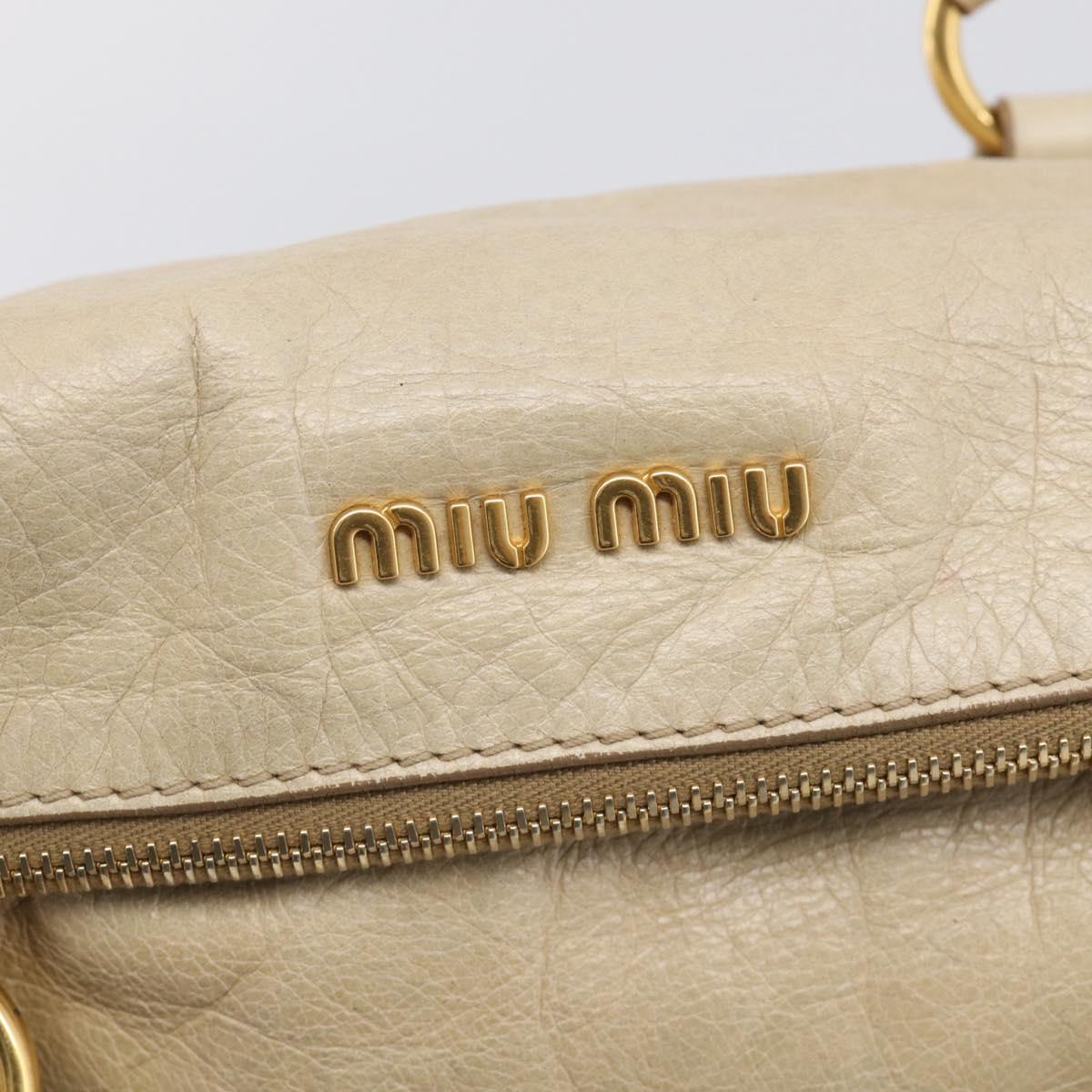 Miu Miu Hand Bag Leather 2way Beige Gold Auth 208605V