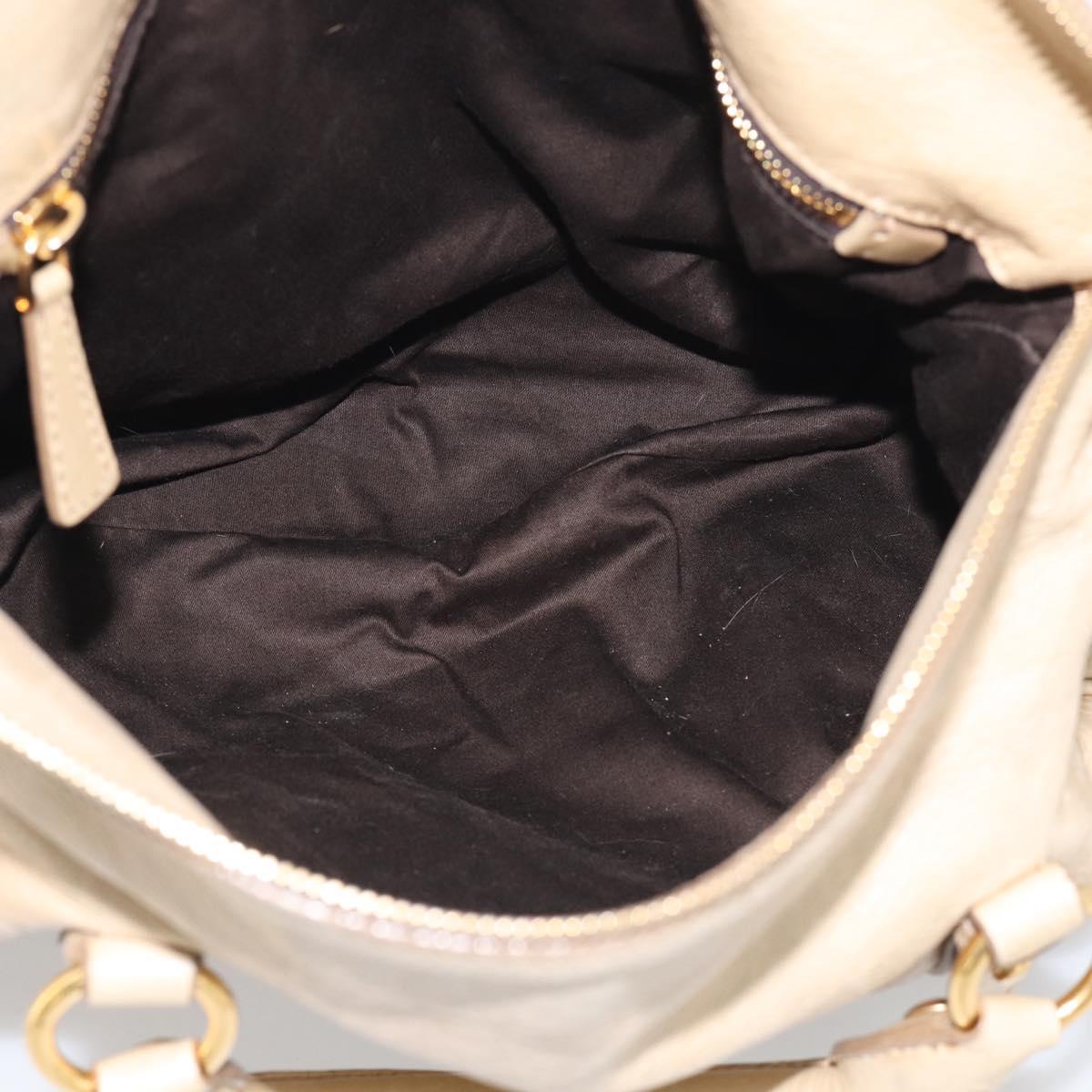 Miu Miu Hand Bag Leather 2way Beige Gold Auth 208605V