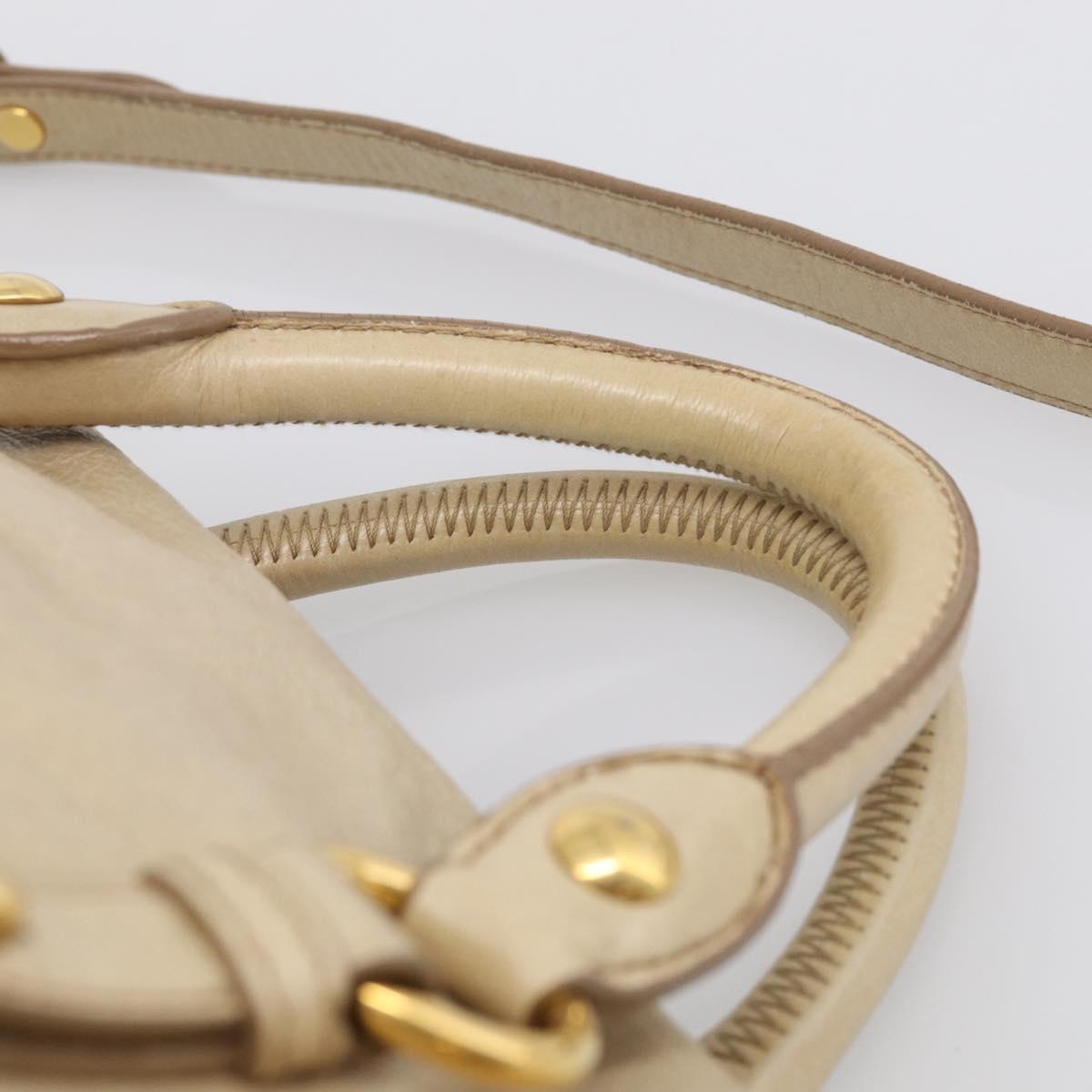 Miu Miu Hand Bag Leather 2way Beige Gold Auth 208605V