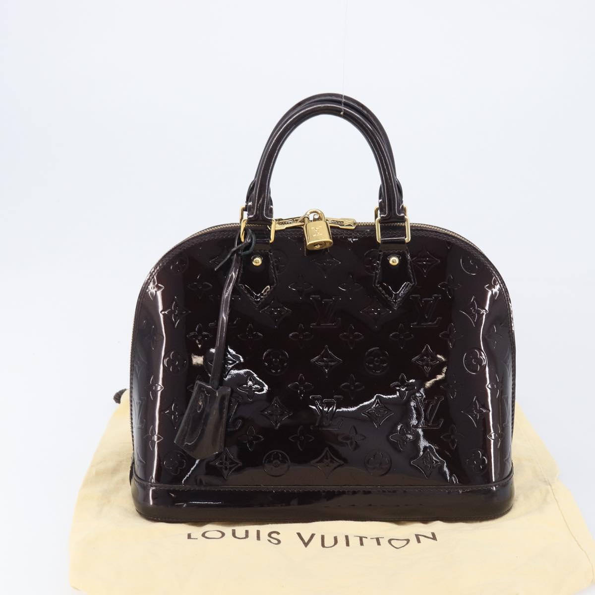 LOUIS VUITTON Monogram Vernis Alma PM Hand Bag Amarante M91611 LV Auth 208623V