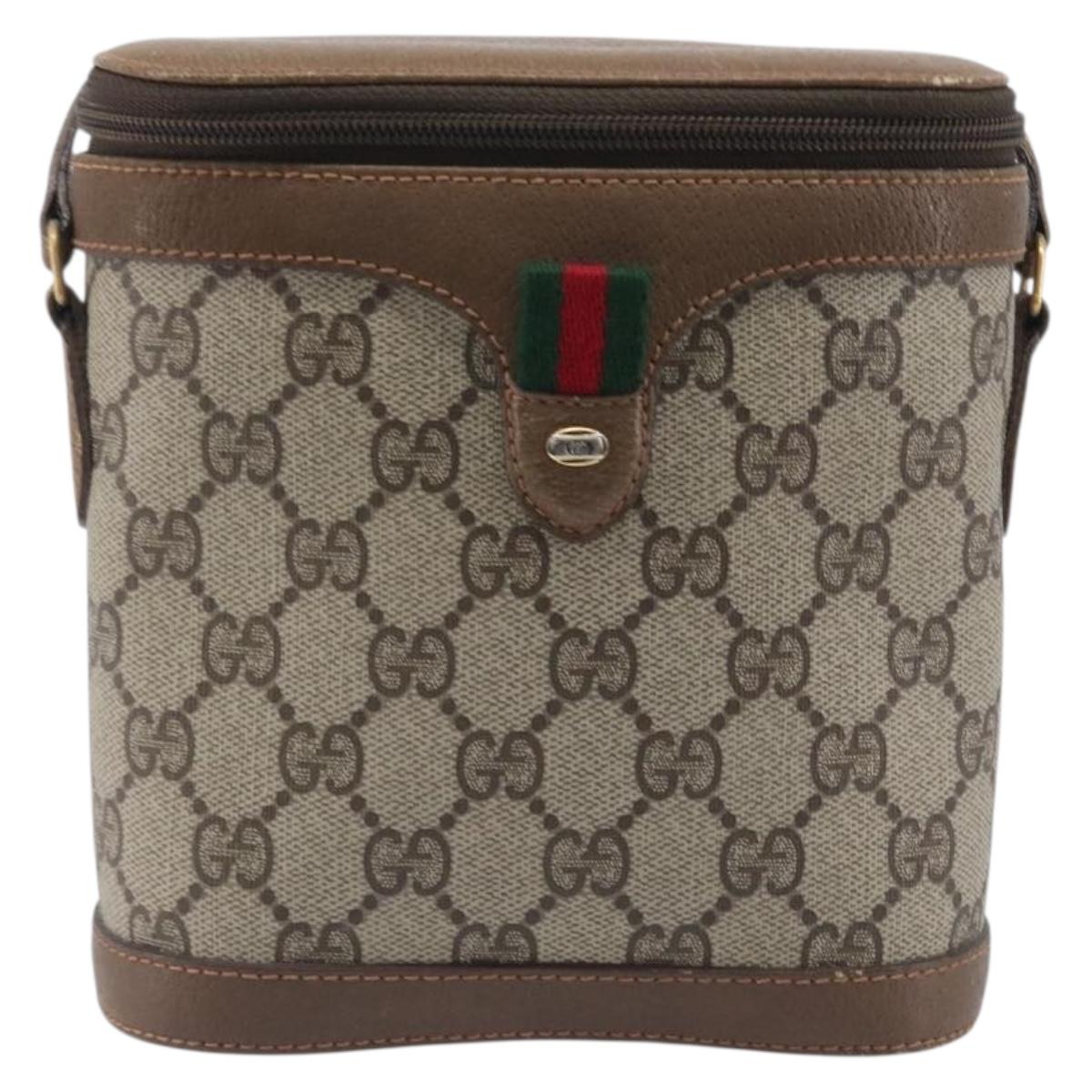 GUCCI GG Supreme Web Sherry Line Shoulder Bag PVC Beige 904 02 070 Auth 208628