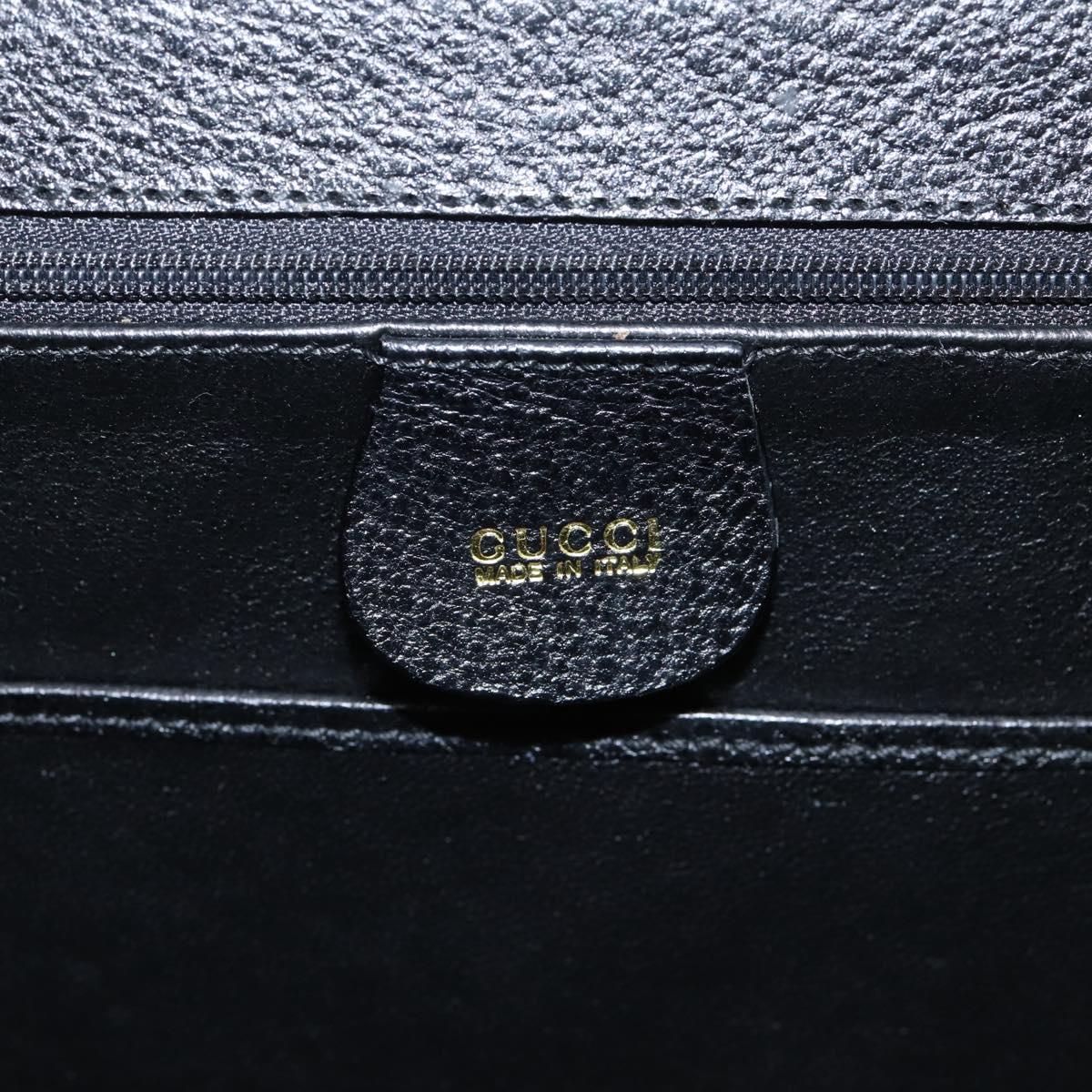 GUCCI Bamboo Hand Bag Leather Black Gold 000 2113 0633 Auth 208629V