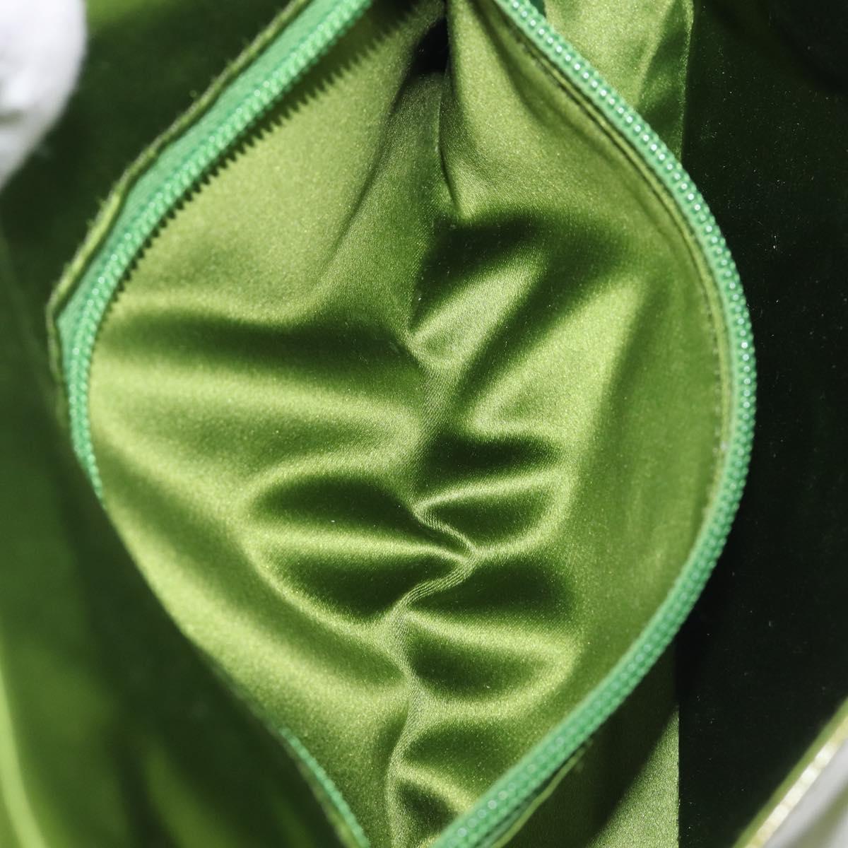 PRADA Shoulder Bag Patent Green Silver Auth 208631